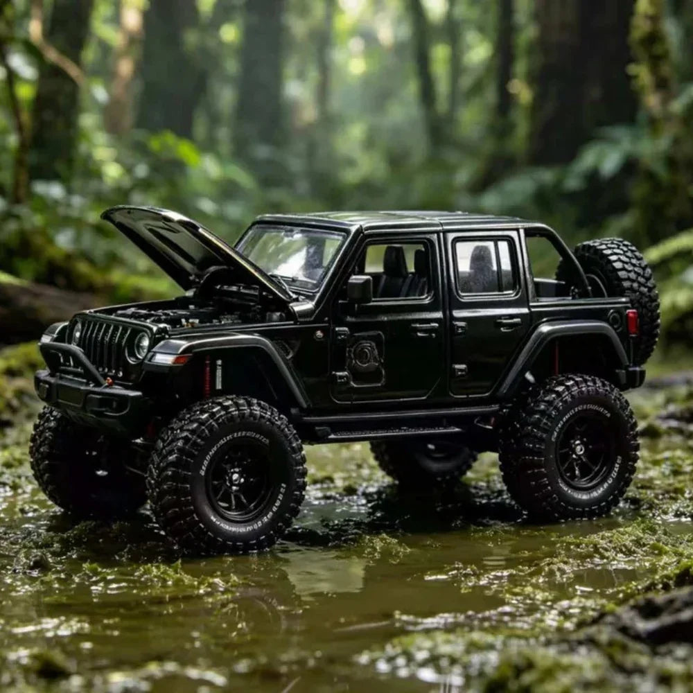 Premium scale diecast model car – Jeep Wrangler - LHD 2024,1.64 Scale (Black) Collectible