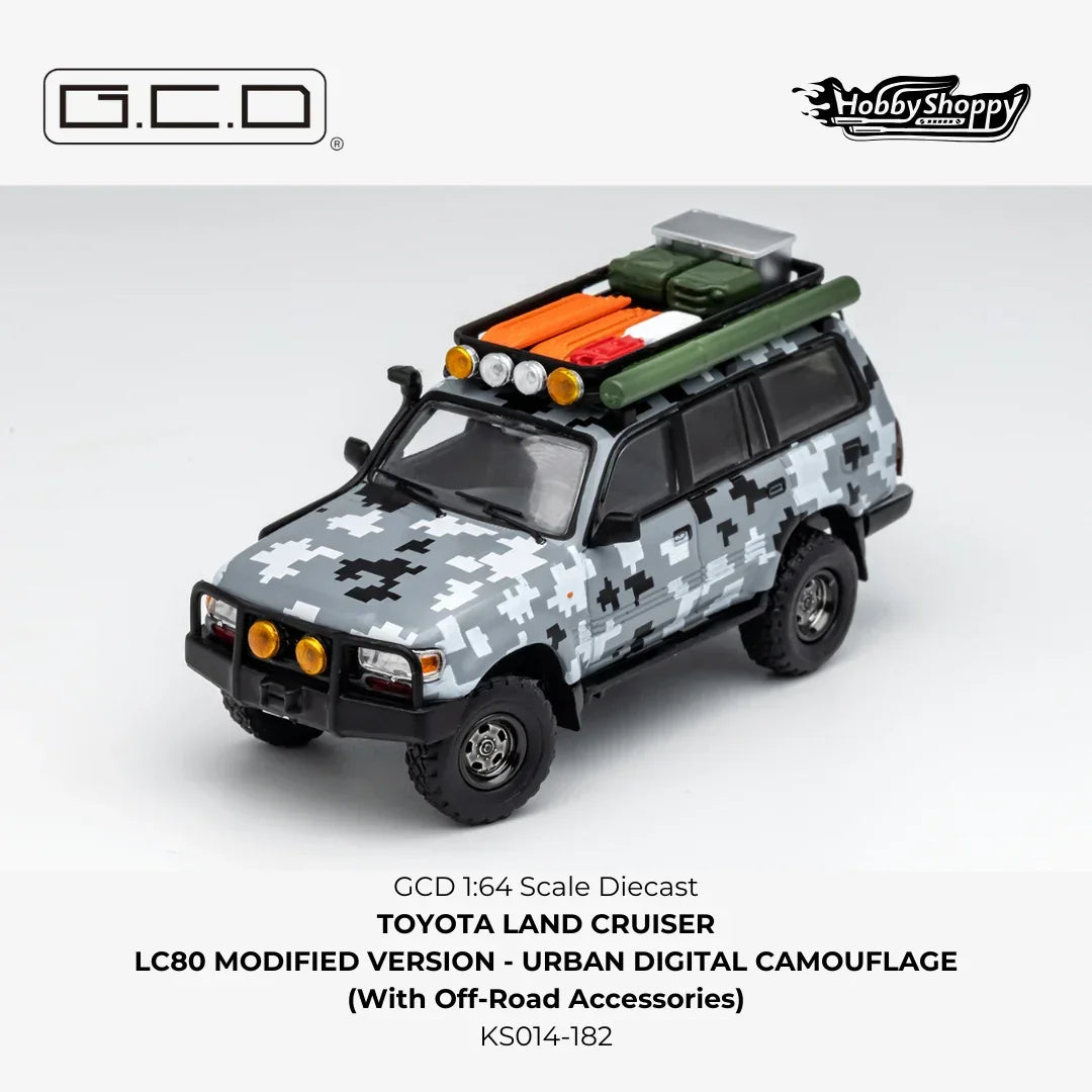 Premium scale diecast model car – Toyota Land Cruiser LC80 Modified Version, 1:64 Scale (Grey) Collectible