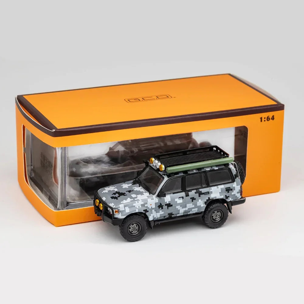 Premium scale diecast model car – Toyota Land Cruiser LC80 Modified Version, 1:64 Scale (Grey) Collectible