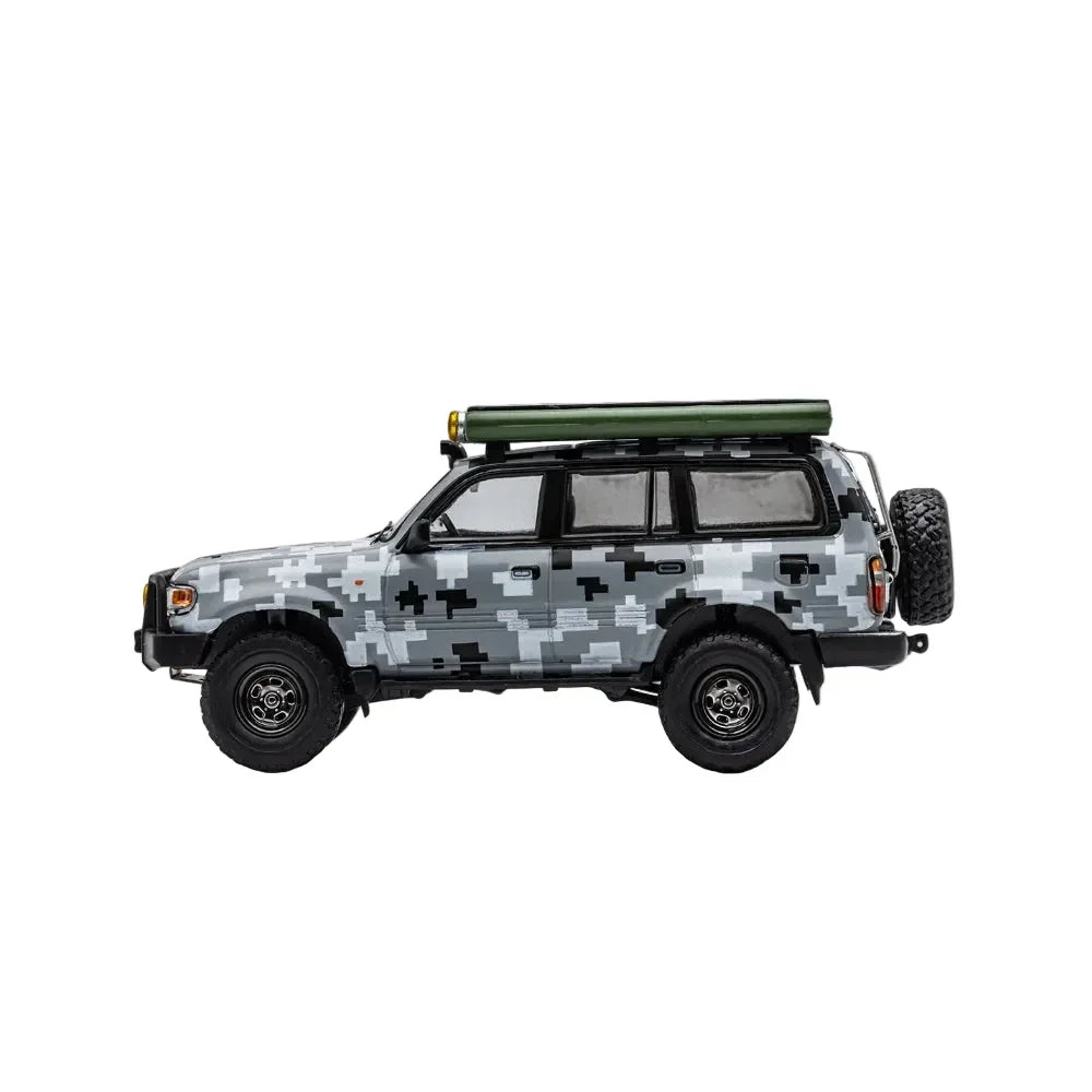 Premium scale diecast model car – Toyota Land Cruiser LC80 Modified Version, 1:64 Scale (Grey) Collectible