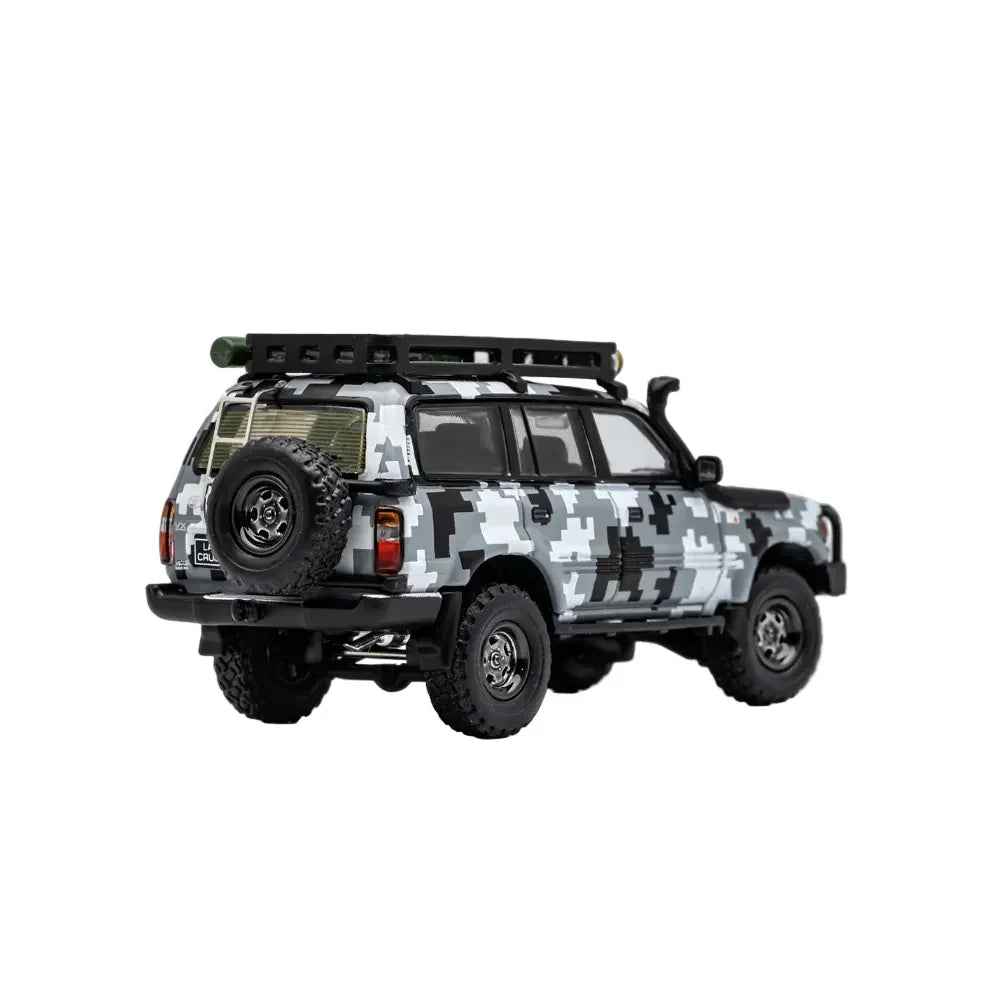 Premium scale diecast model car – Toyota Land Cruiser LC80 Modified Version, 1:64 Scale (Grey) Collectible