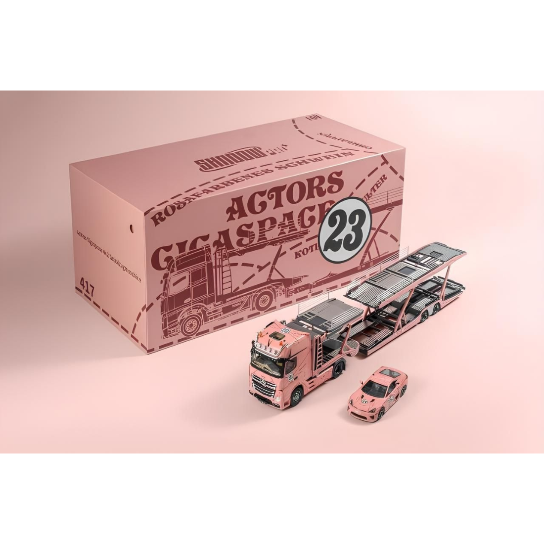 *PRE-ORDER* Fuso Fighter (1024) Transporter with MX-5 Spec Miata (NC1) Pink (Limited Gift Set), 1:64 Scale