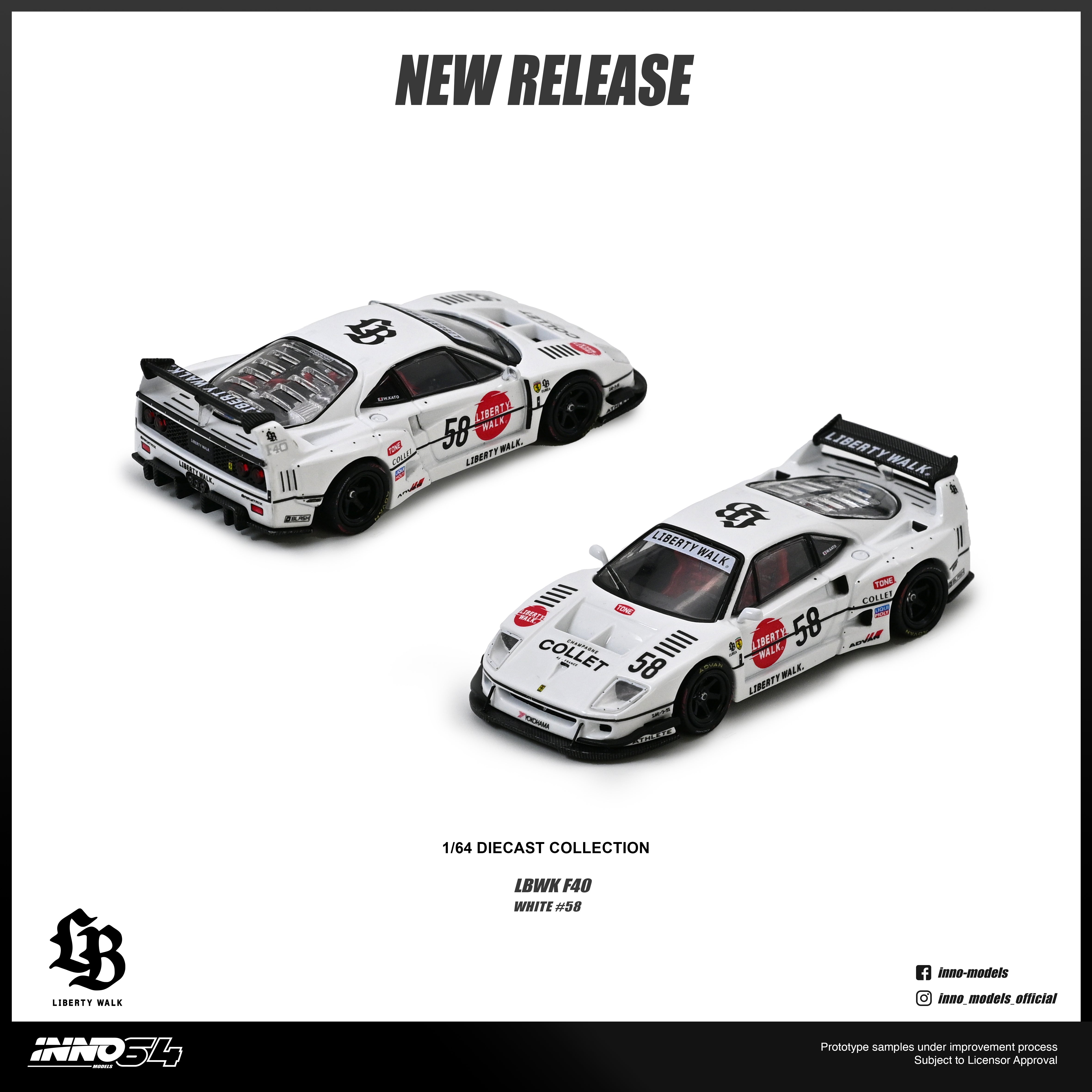 Premium scale diecast model car – *PRE-ORDER* LBWK F40 (White), 1:64 Scale (Chance of Red Chase Car) Collectible