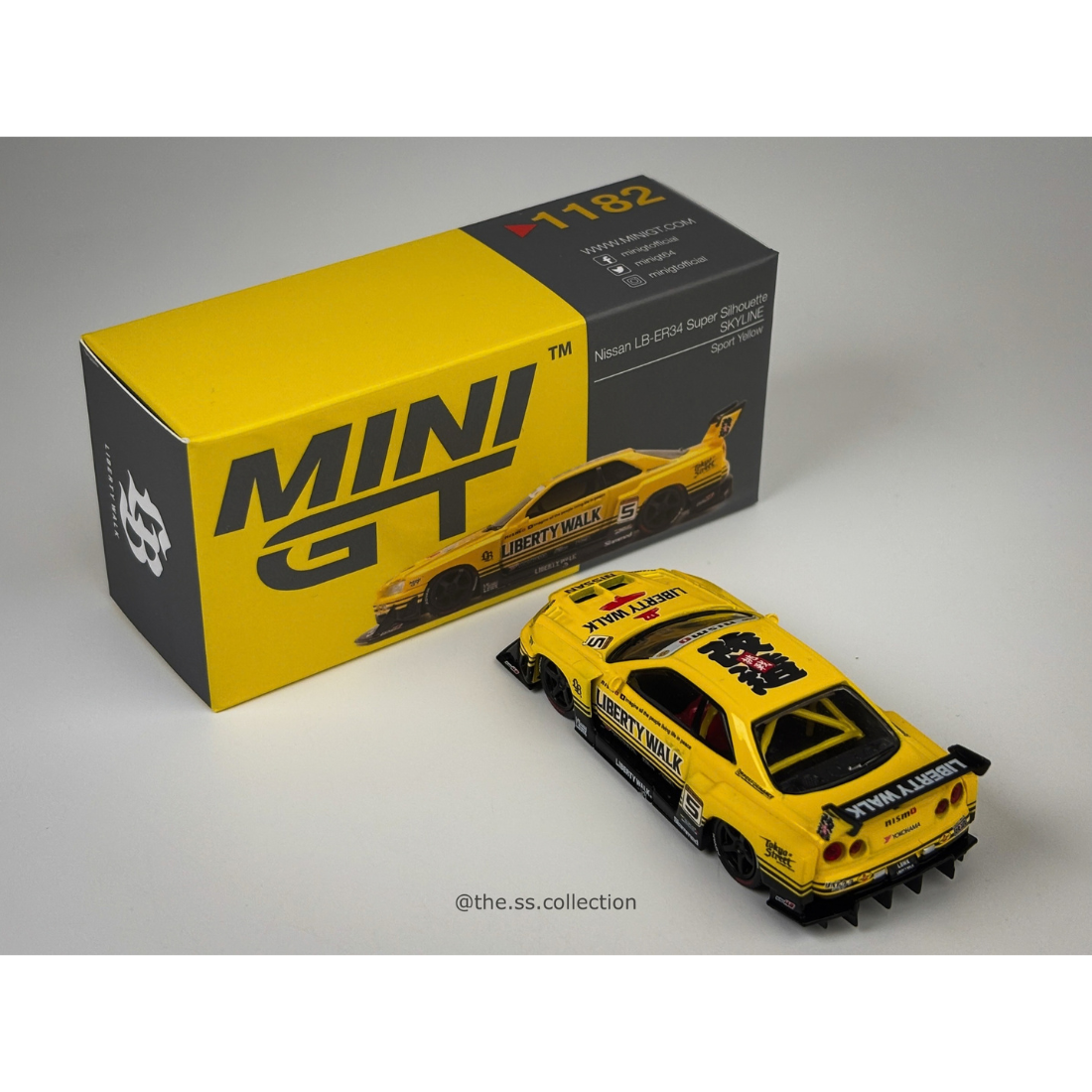 Nissan Skyline ER34 LBWK, 1:64 Scale (Yellow)