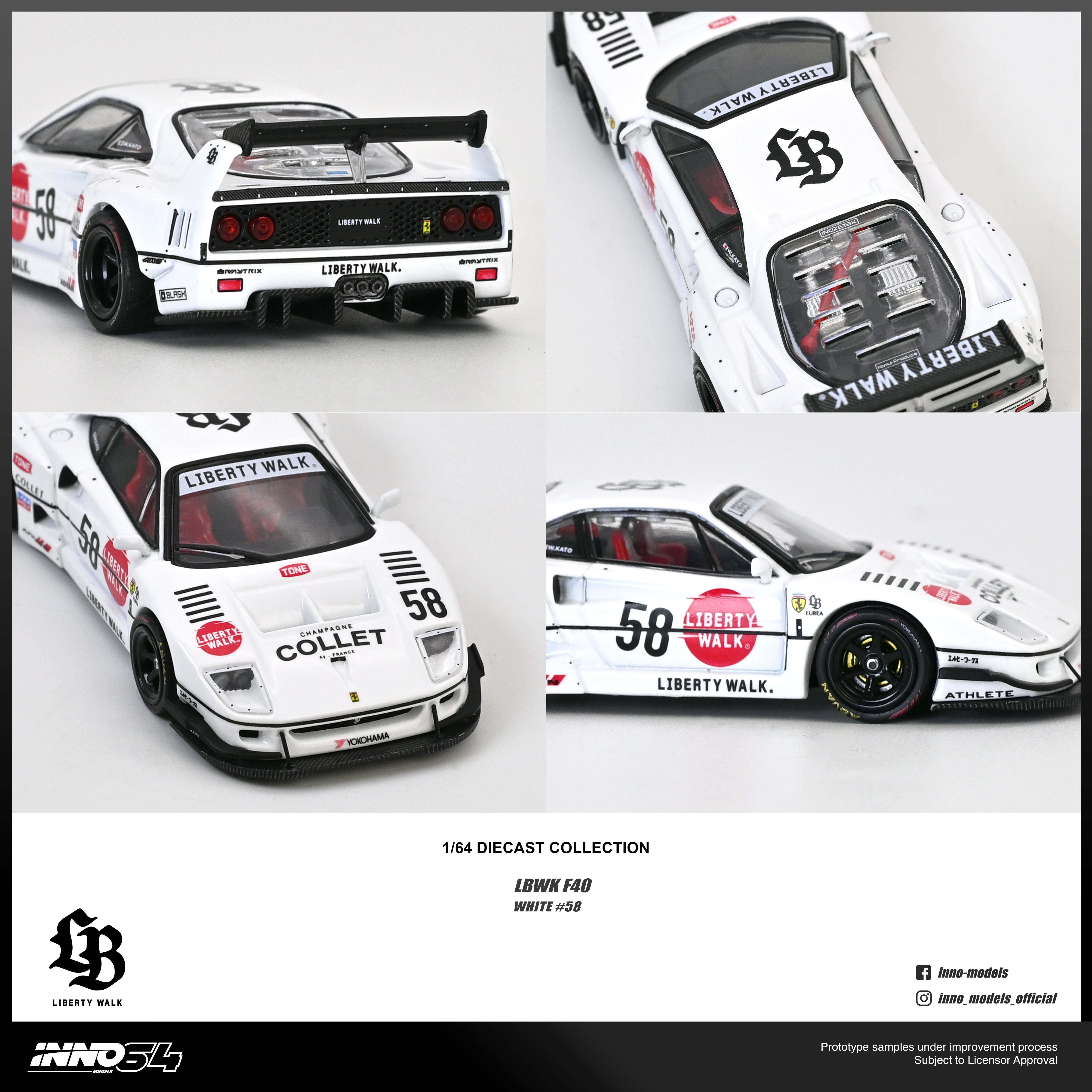 Premium scale diecast model car – *PRE-ORDER* LBWK F40 (White), 1:64 Scale (Chance of Red Chase Car) Collectible