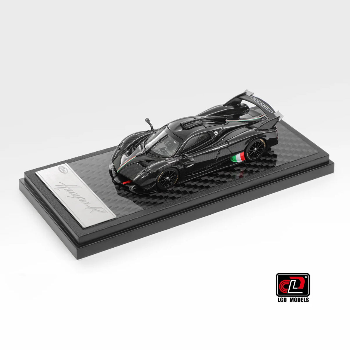 Pagani Huayra R , 1:64 Scale (Carbon Black with Italian flag)