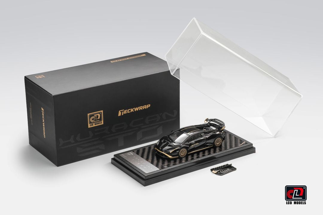 Premium scale diecast model car – *HEC 2026* Lamborghini Huracan STO, 1:64 Scale (Black & Gold) Collectible