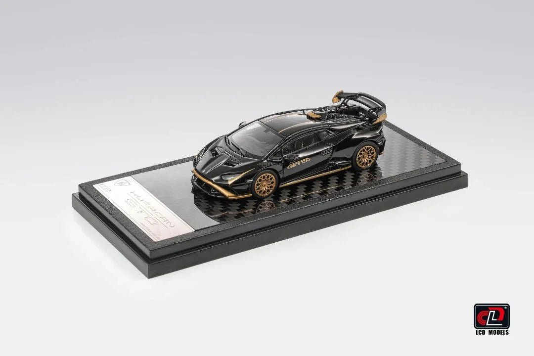 Premium scale diecast model car – *HEC 2026* Lamborghini Huracan STO, 1:64 Scale (Black & Gold) Collectible