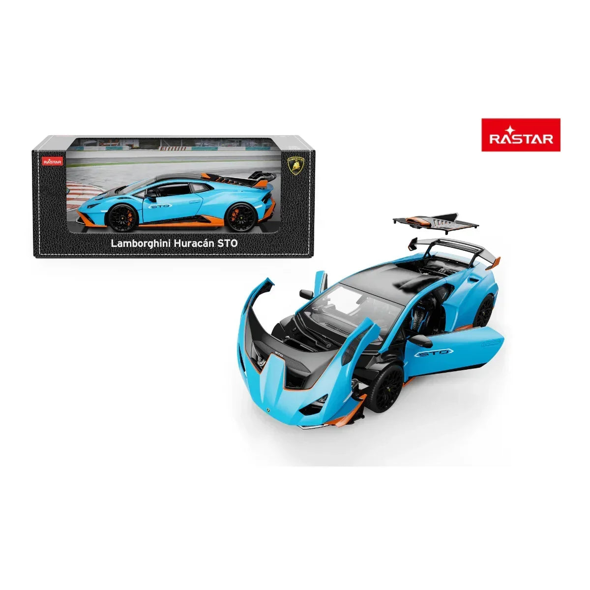 Premium scale diecast model car – Lamborghini Huracan STO, 1:18 Scale (Blue) Collectible