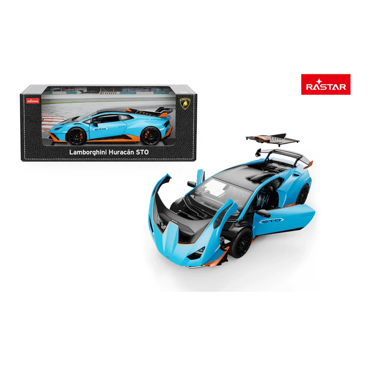 Premium scale diecast model car – Lamborghini Huracan STO, 1:18 Scale (Blue) Collectible