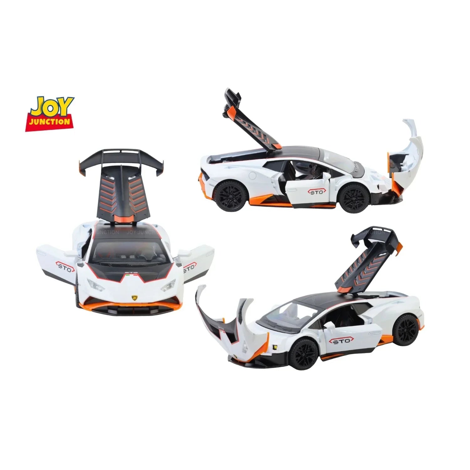 Premium scale diecast model car – Lamborghini Hurracan STO - Light, Sound with Openable Doors, 1:24 Scale (White) Collectible