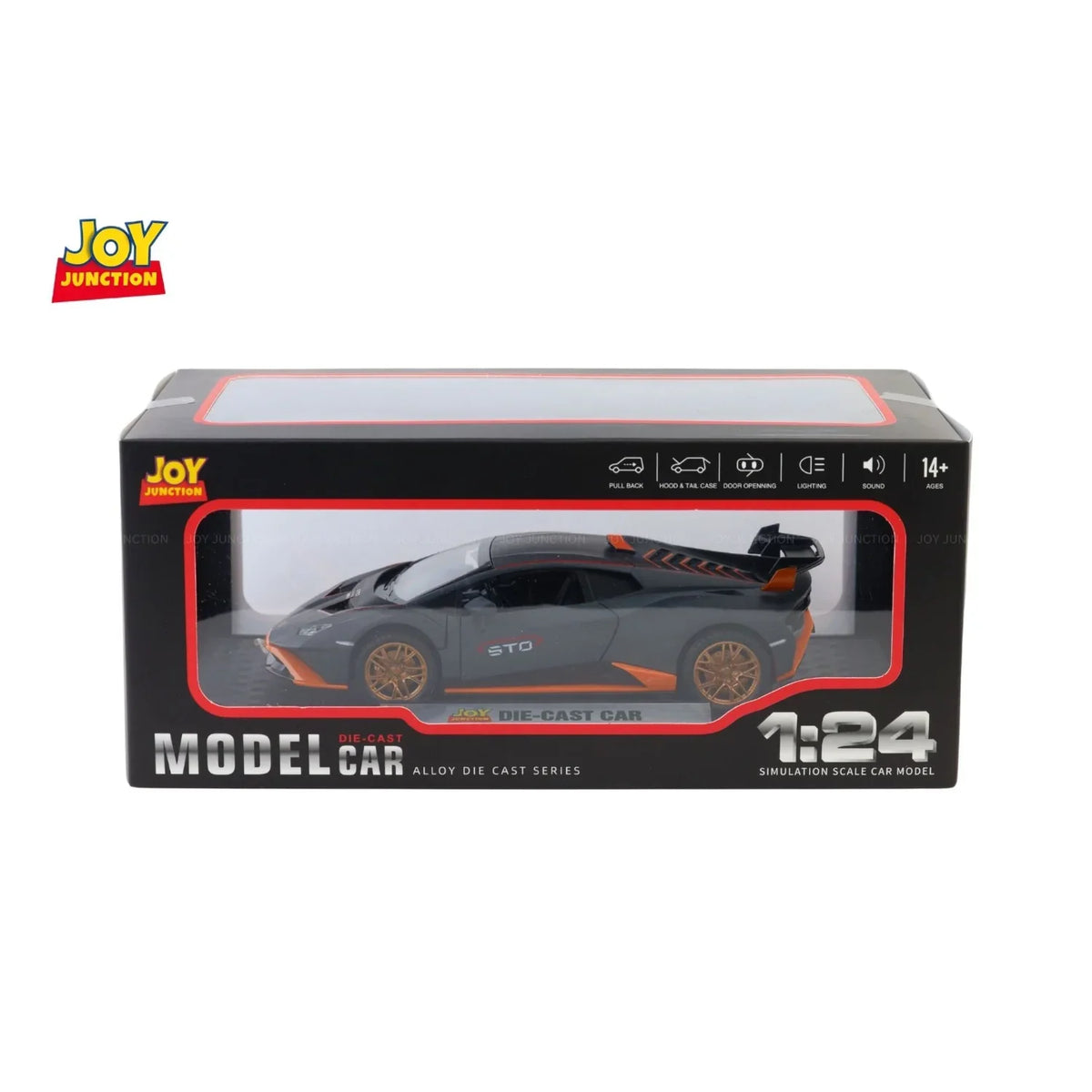 Lamborghini Hurracan STO - Light, Sound with Openable Doors, 1:24 Scale (Gray)