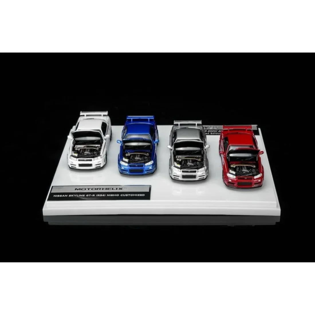Premium scale diecast model car – *TMCS 2026* Nissan Skyline GT-R (R34) Nismo Customized Dinner Special Set, 1:64 Scale Collectible