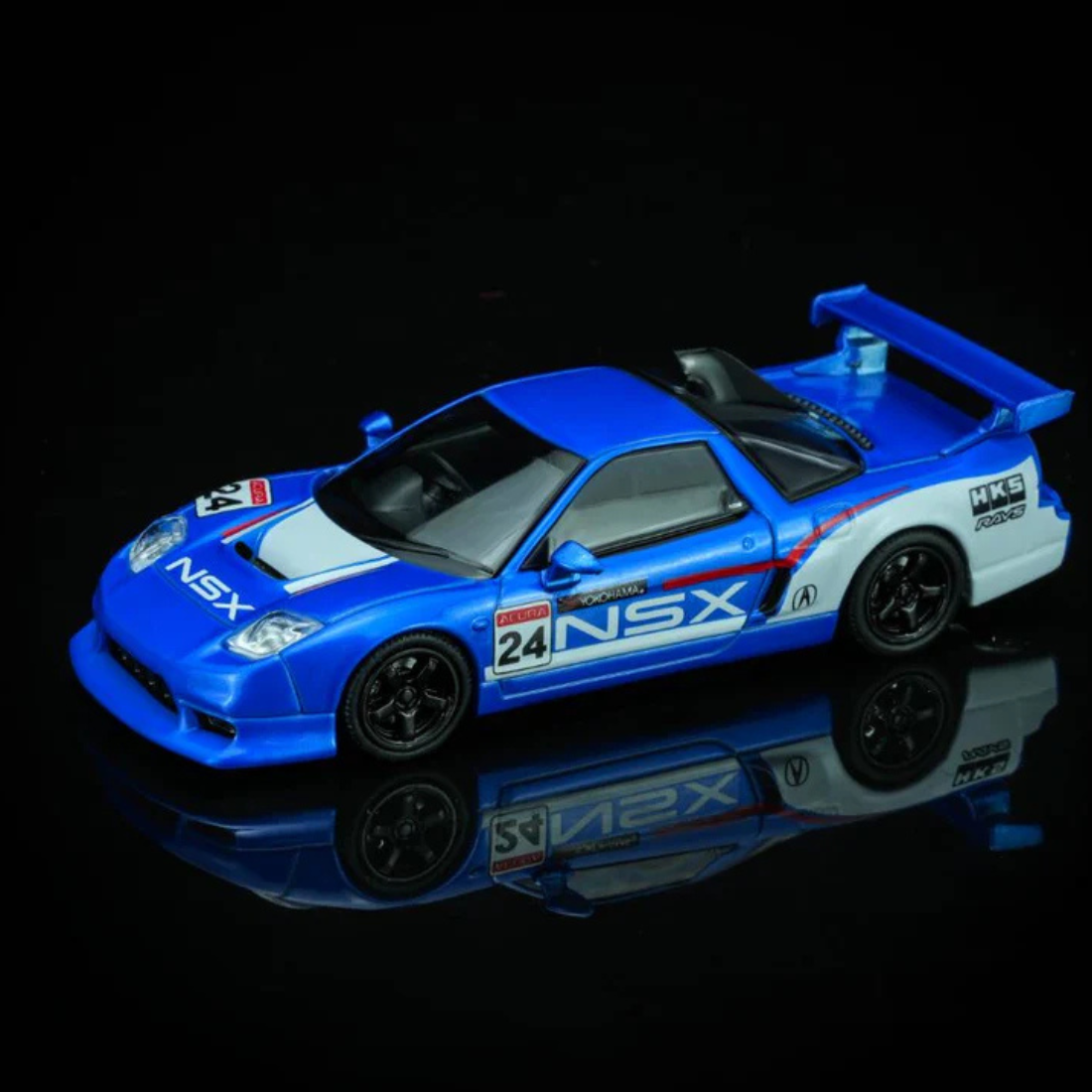 Premium scale diecast model car – *PRE-ORDER* Honda NSX-R Custom GT Look Racing Livery, 1:64 Scale (Blue & White) Collectible