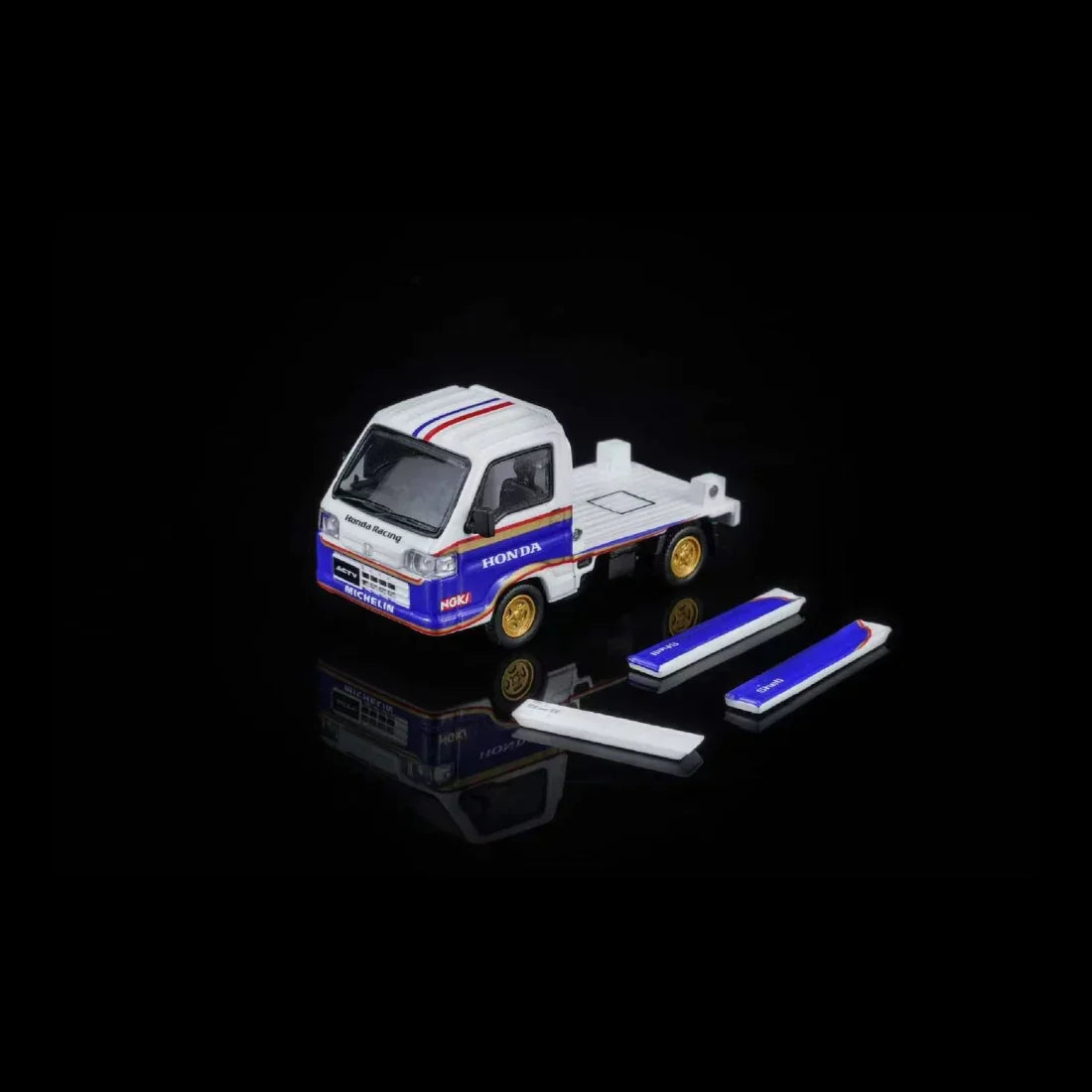 Premium scale diecast model car – *PRE-ORDER* Honda ACTY 4WD Customized Blue & White Livery with Accessories, 1:64 Scale Collectible