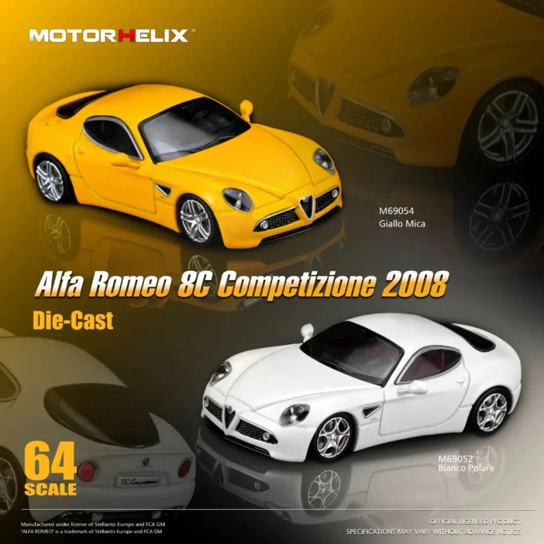 Premium scale diecast model car – *PRE-ORDER* Alfa Romeo 8C Competizione 2008 Bianco Polare, 1:64 Scale Collectible