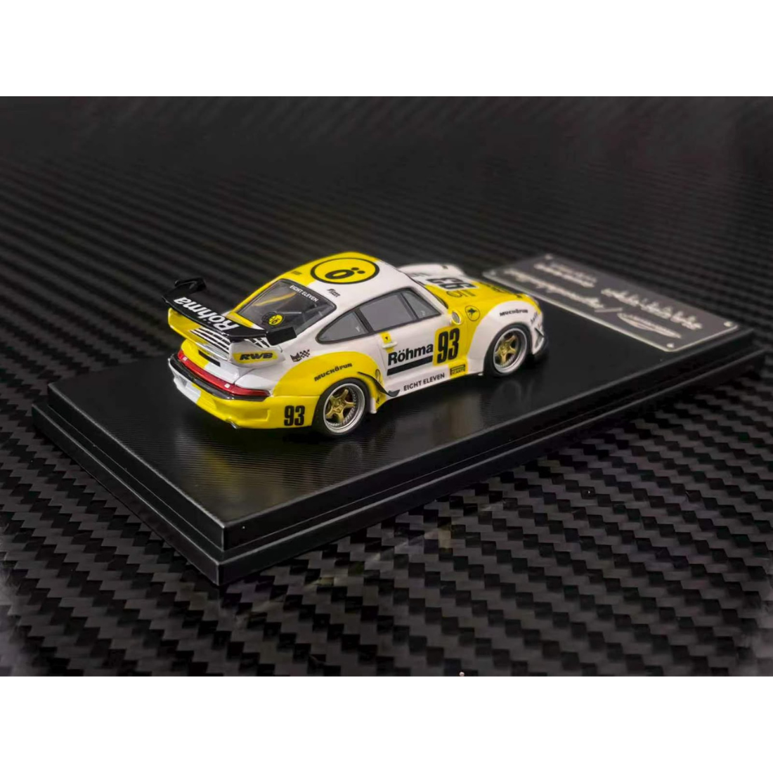 *PRE-ORDER* Porsche RWB Hing Wing (Rohma #93) White & Yellow, 1:64 Scale