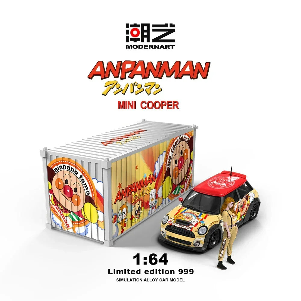 Premium scale diecast model car – *PRE-ORDER* MD-BMW MINI-Anpanman-Container Set, 1:64 Scale Collectible