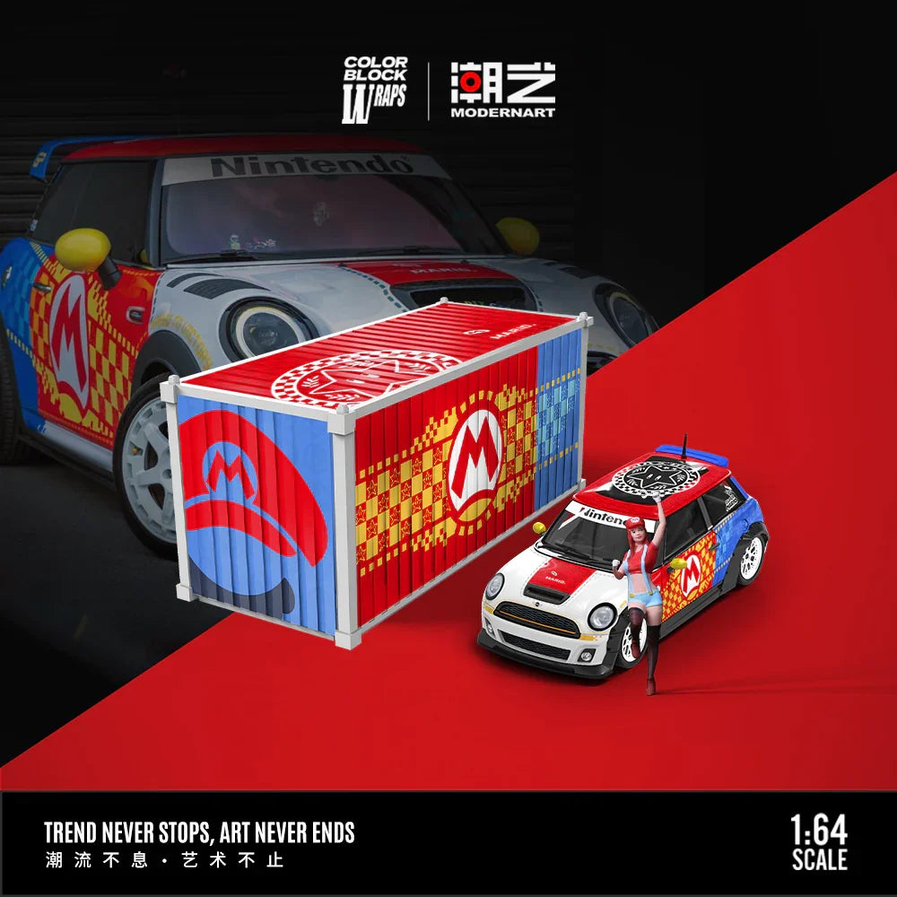 Premium scale diecast model car – *PRE-ORDER* MD-BMW MINI-Mario-Container Set, 1:64 Scale Collectible