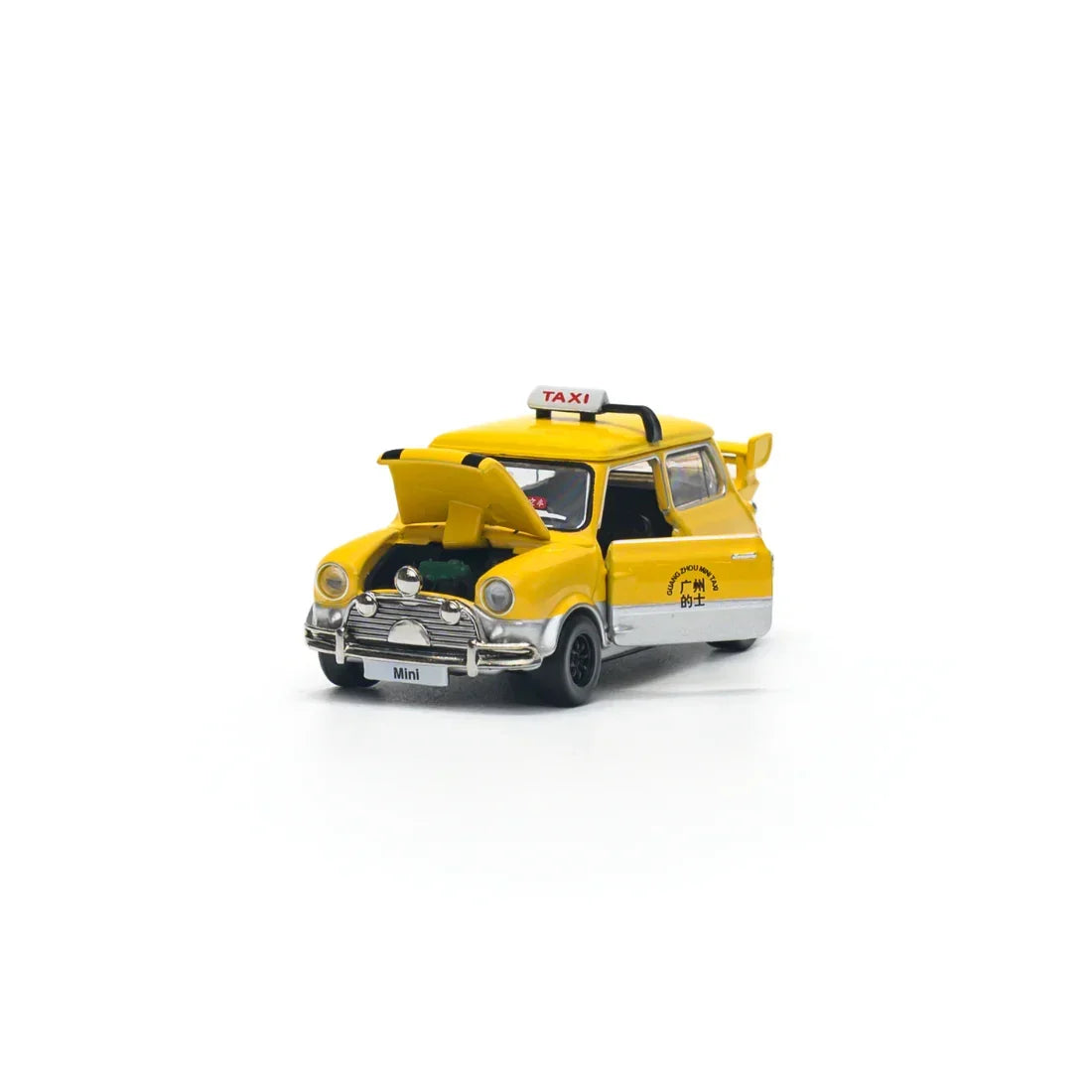 Premium scale diecast model car – Mini Cooper Heavy-Duty Guangzhou Taxi, 1:110 Scale Collectible