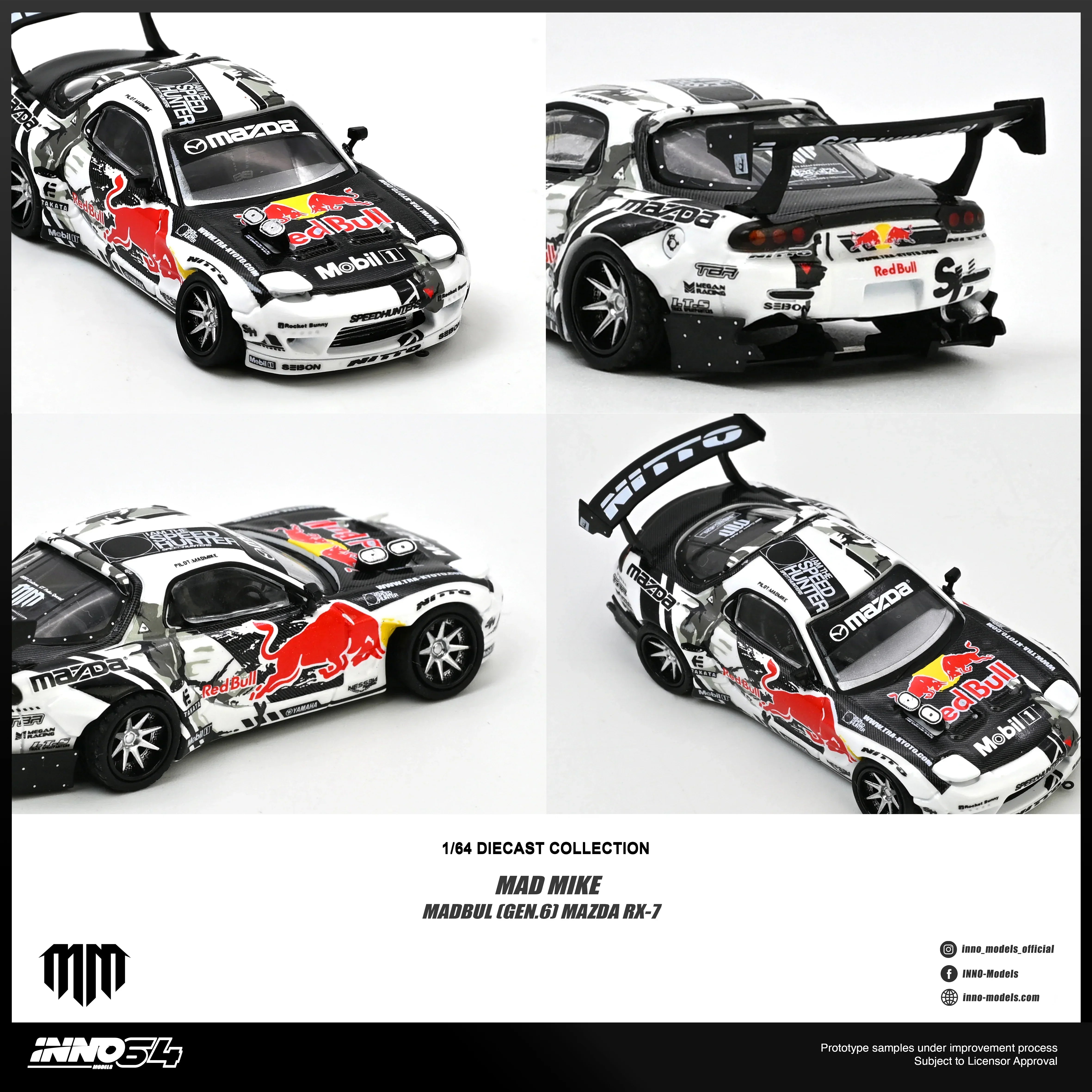 Premium scale diecast model car – *PRE-ORDER* " Mazda RX-7 MAD MIKE "MADBUL Gen6", 1:64 Scale Collectible