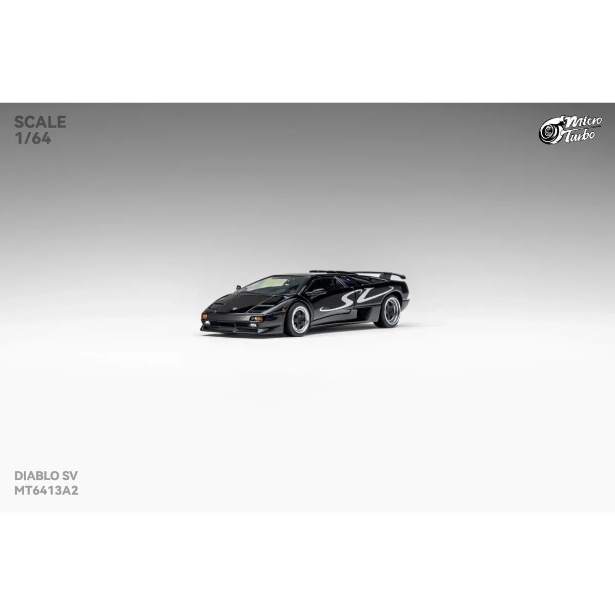Premium scale diecast model car – *PRE-ORDER* Custom Lamborghini Diablo SV, 1:64 Scale (Metallic Black) Collectible