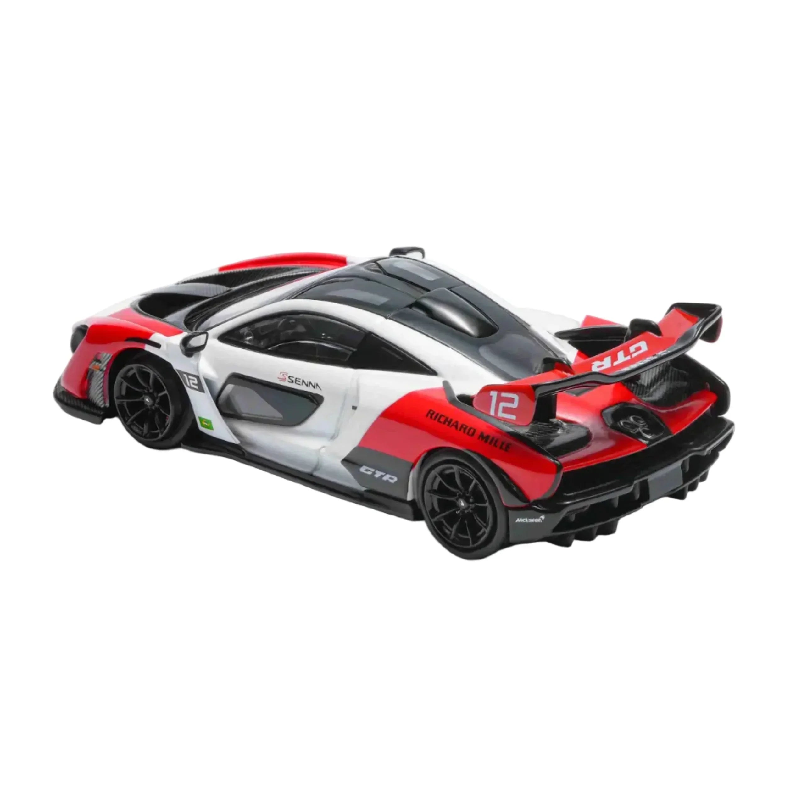 Premium scale diecast model car – McLaren Senna, 1:64 Scale (White - Red) Collectible