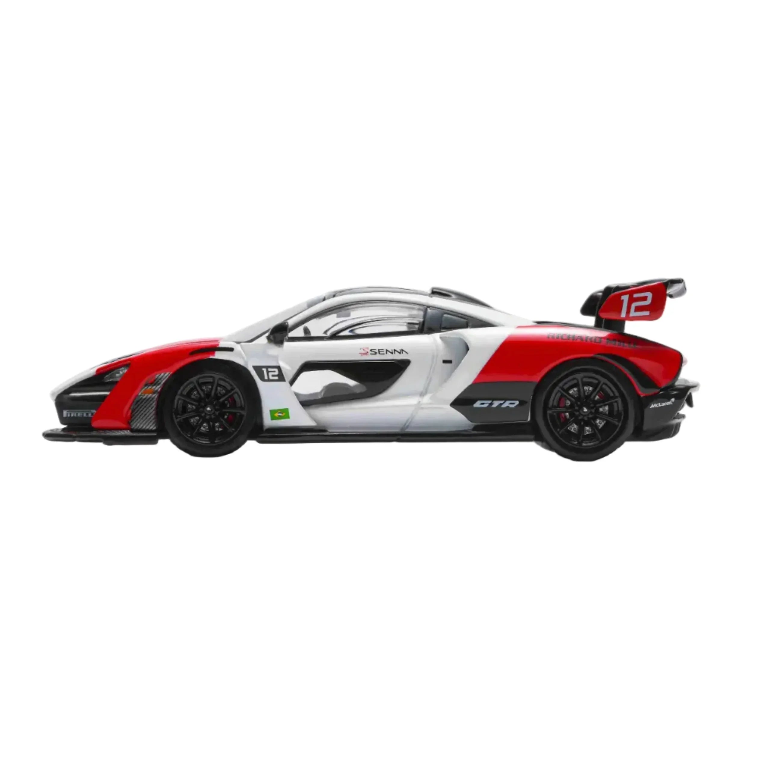 Premium scale diecast model car – McLaren Senna, 1:64 Scale (White - Red) Collectible