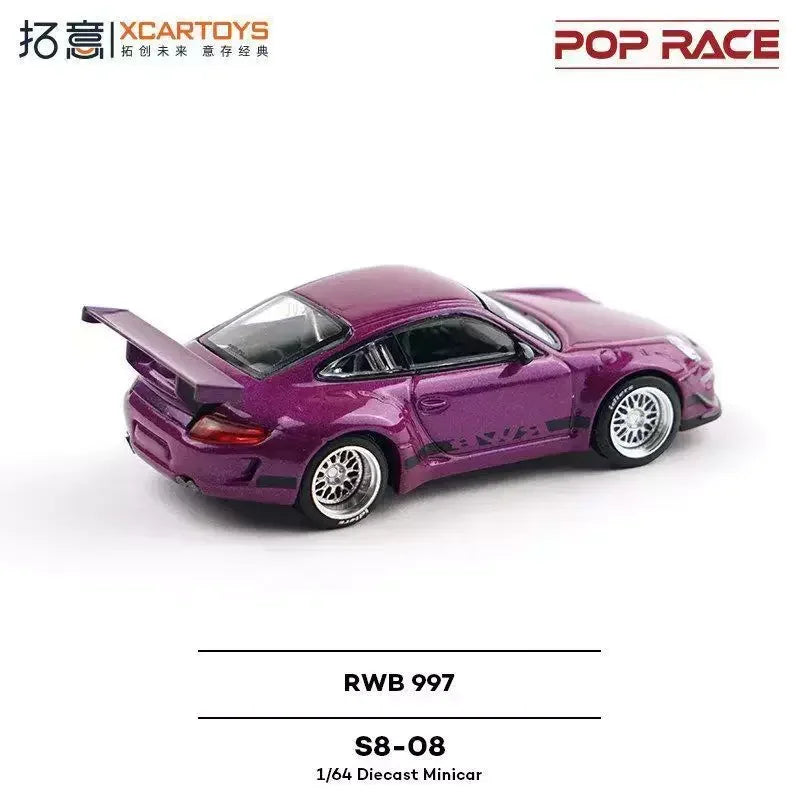 Premium scale diecast model car – Porsche RWB 997, 1:64 Scale (Purple) Collectible