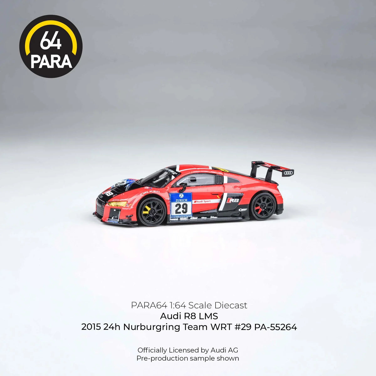 Premium scale diecast model car – Audi R8 LMS 2015, 1:64 Scale (Red) Collectible