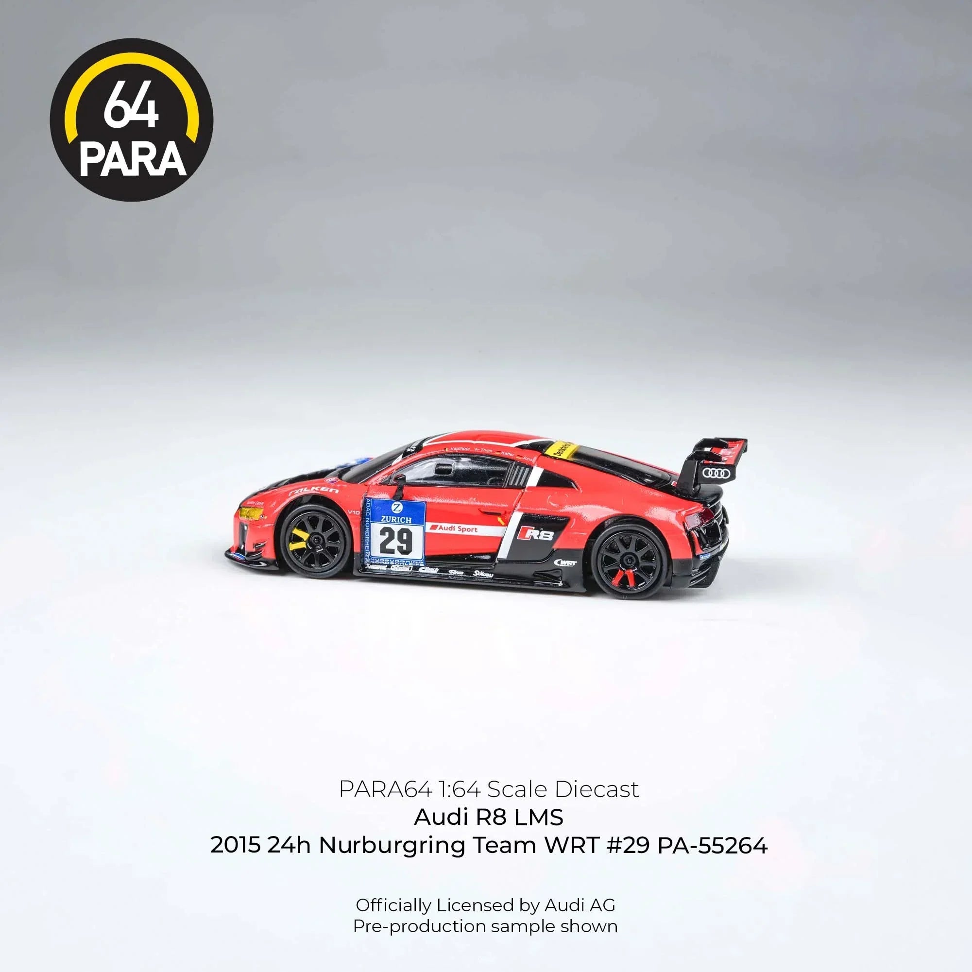 Premium scale diecast model car – Audi R8 LMS 2015, 1:64 Scale (Red) Collectible