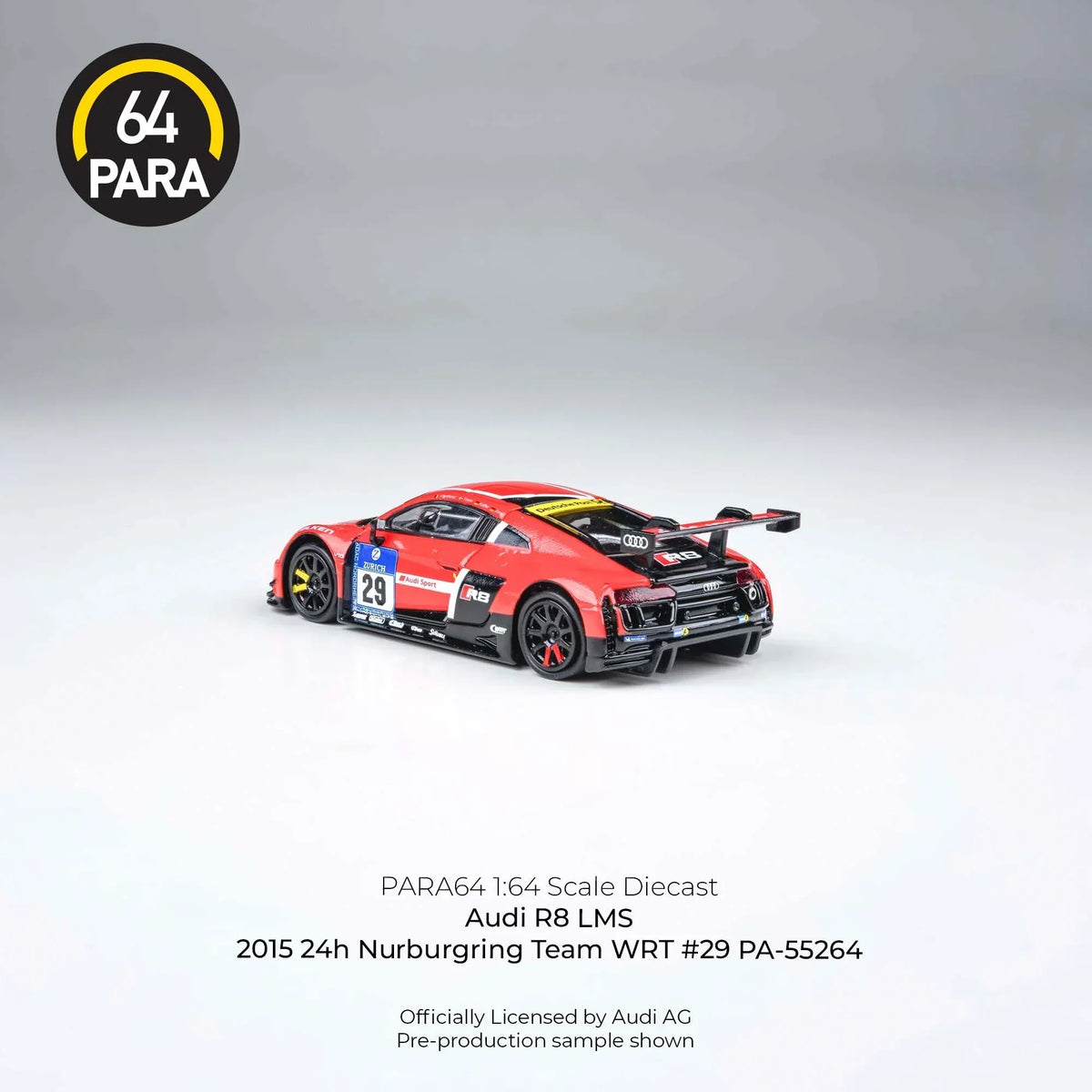 Premium scale diecast model car – Audi R8 LMS 2015, 1:64 Scale (Red) Collectible