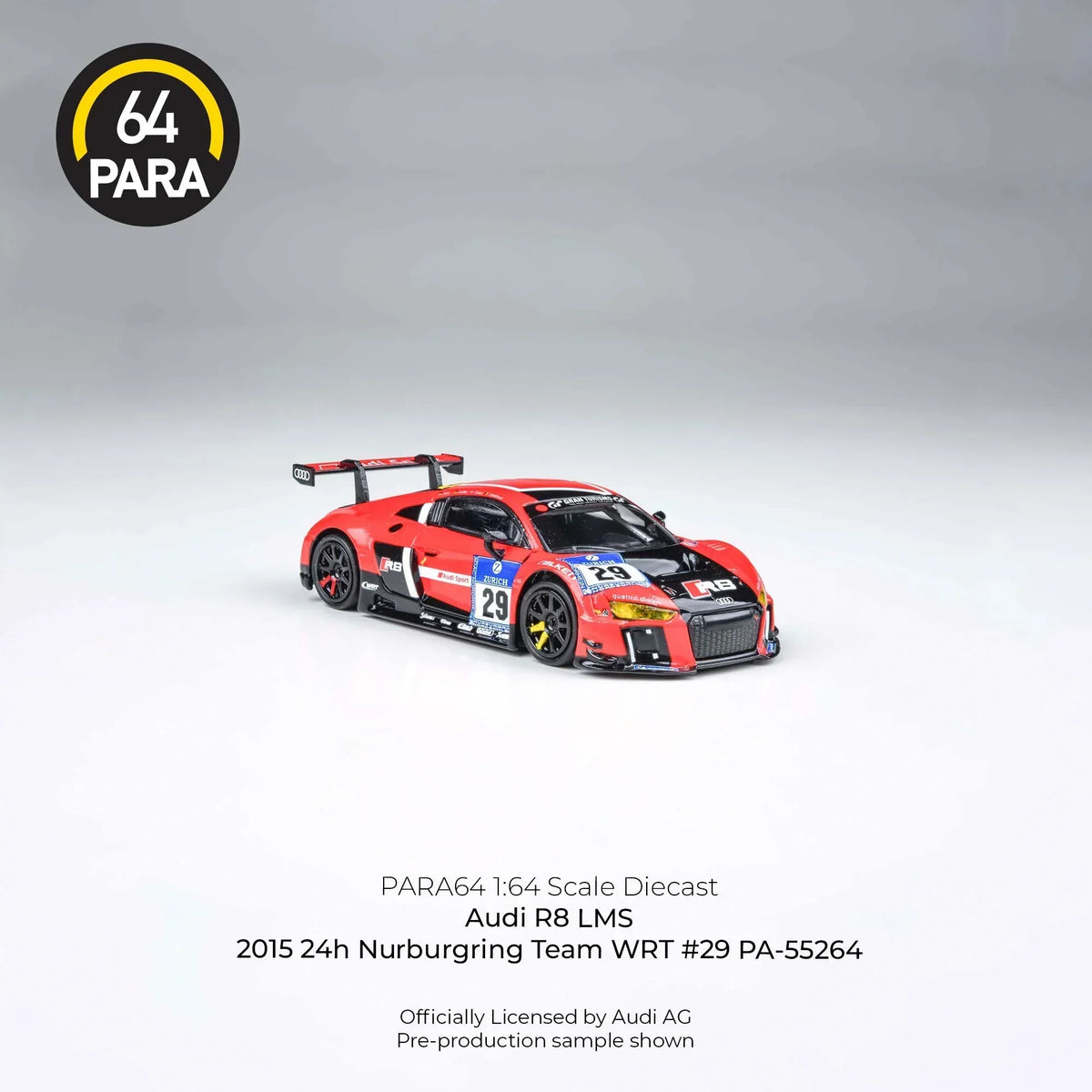 Premium scale diecast model car – Audi R8 LMS 2015, 1:64 Scale (Red) Collectible