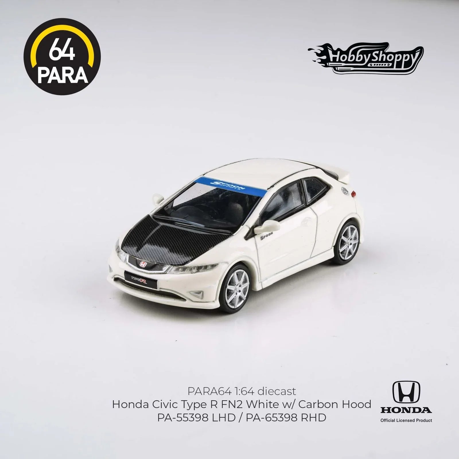 Premium scale diecast model car – Honda Civic Type R FN2 2007, 1:64 Scale (White) Collectible