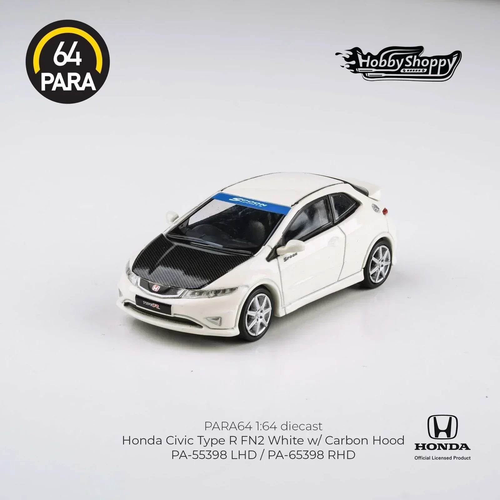 Premium scale diecast model car – Honda Civic Type R FN2 2007, 1:64 Scale (White) Collectible