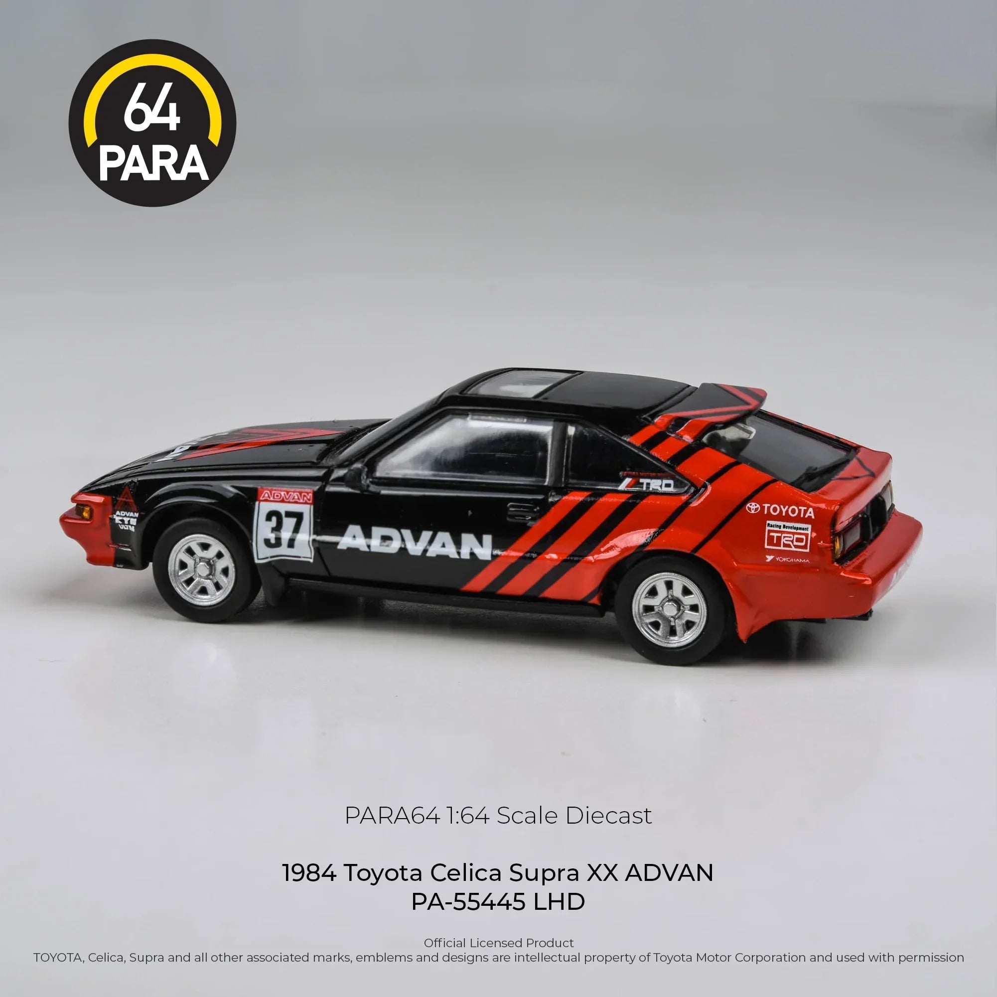 Premium scale diecast model car – Toyota Celica Supra ADVAN 1984, 1:64 Scale (Black) Collectible