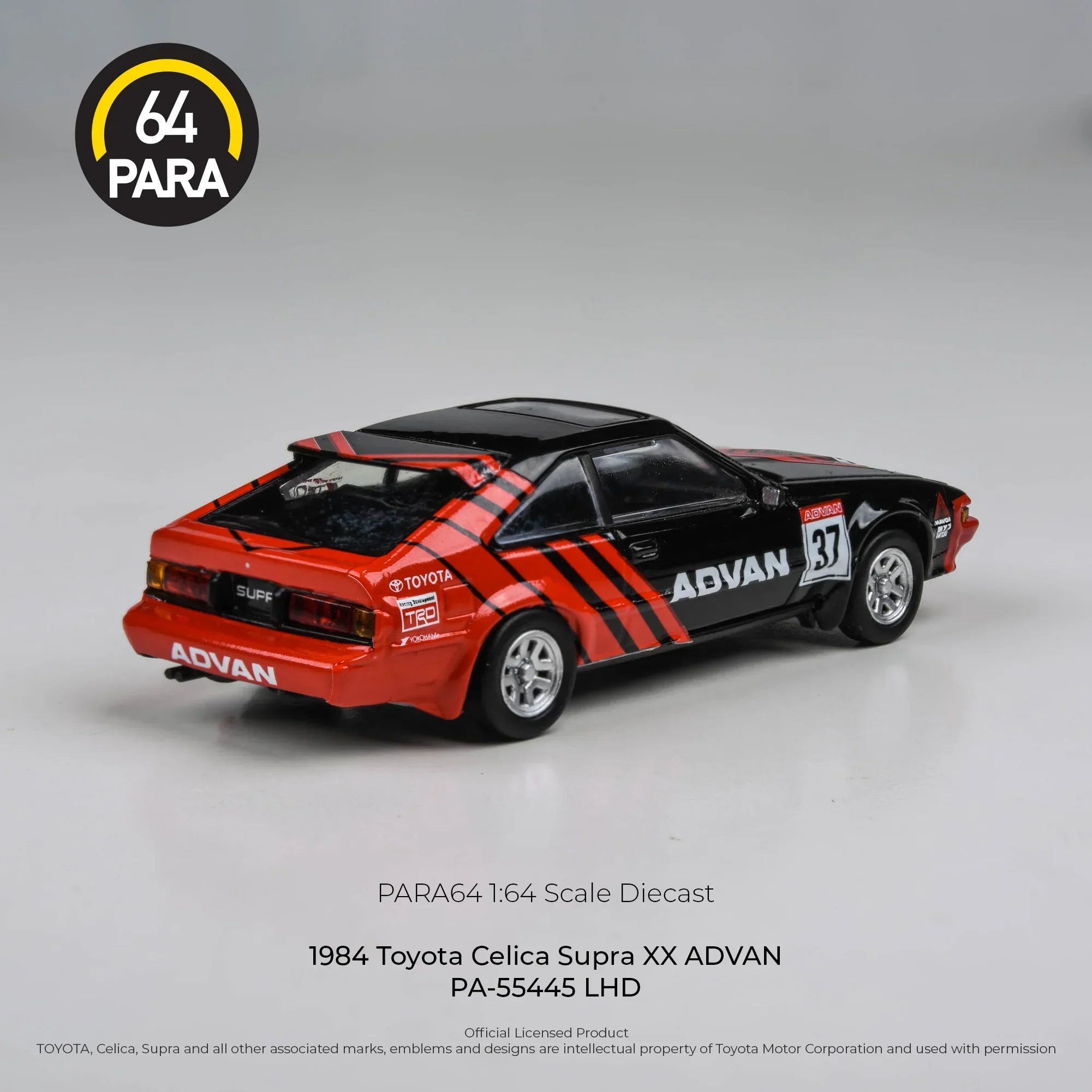 Premium scale diecast model car – Toyota Celica Supra ADVAN 1984, 1:64 Scale (Black) Collectible