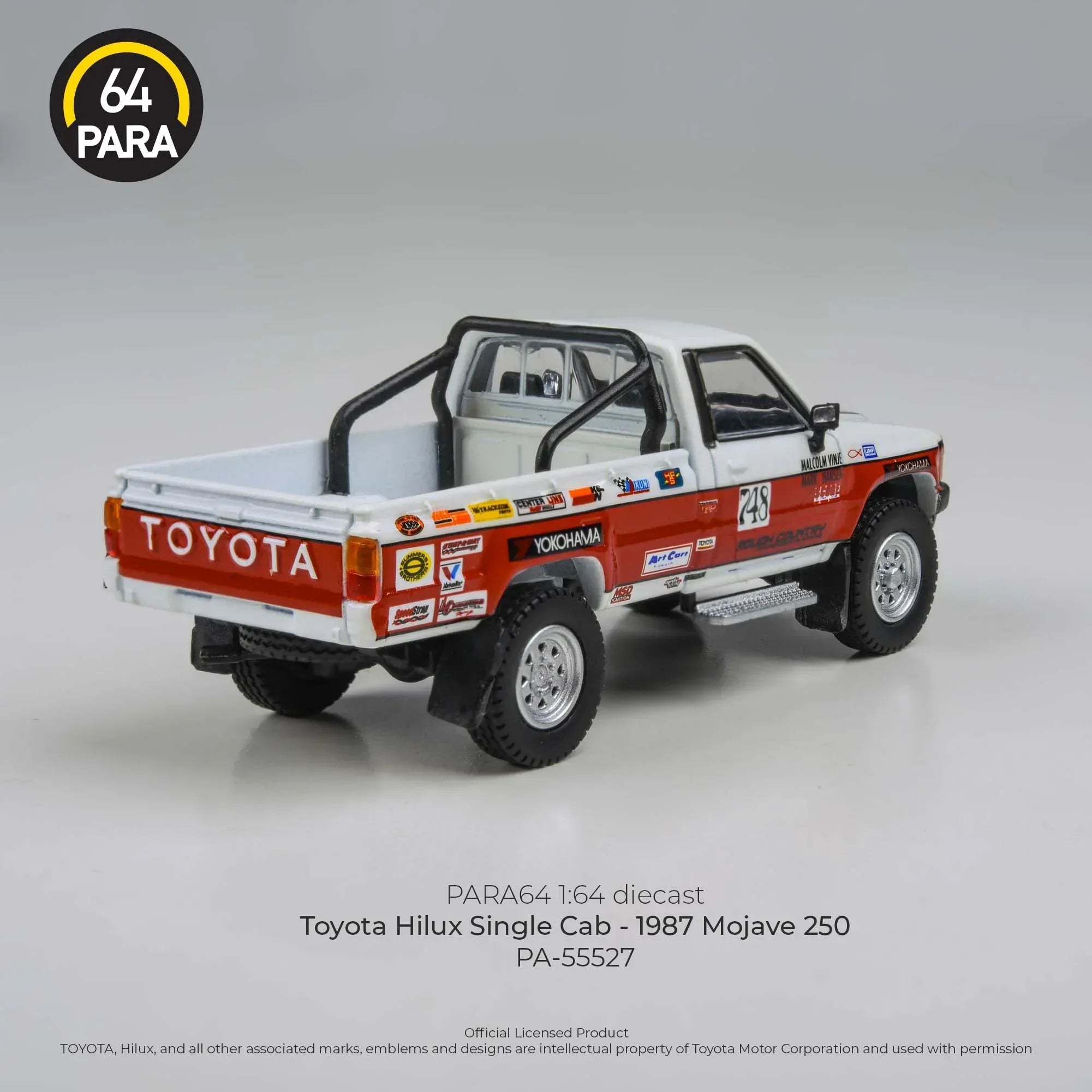Premium scale diecast model car – Toyota Hilux Single Cab Mojave 250 1987, 1:64 Scale (Multicolor) Collectible