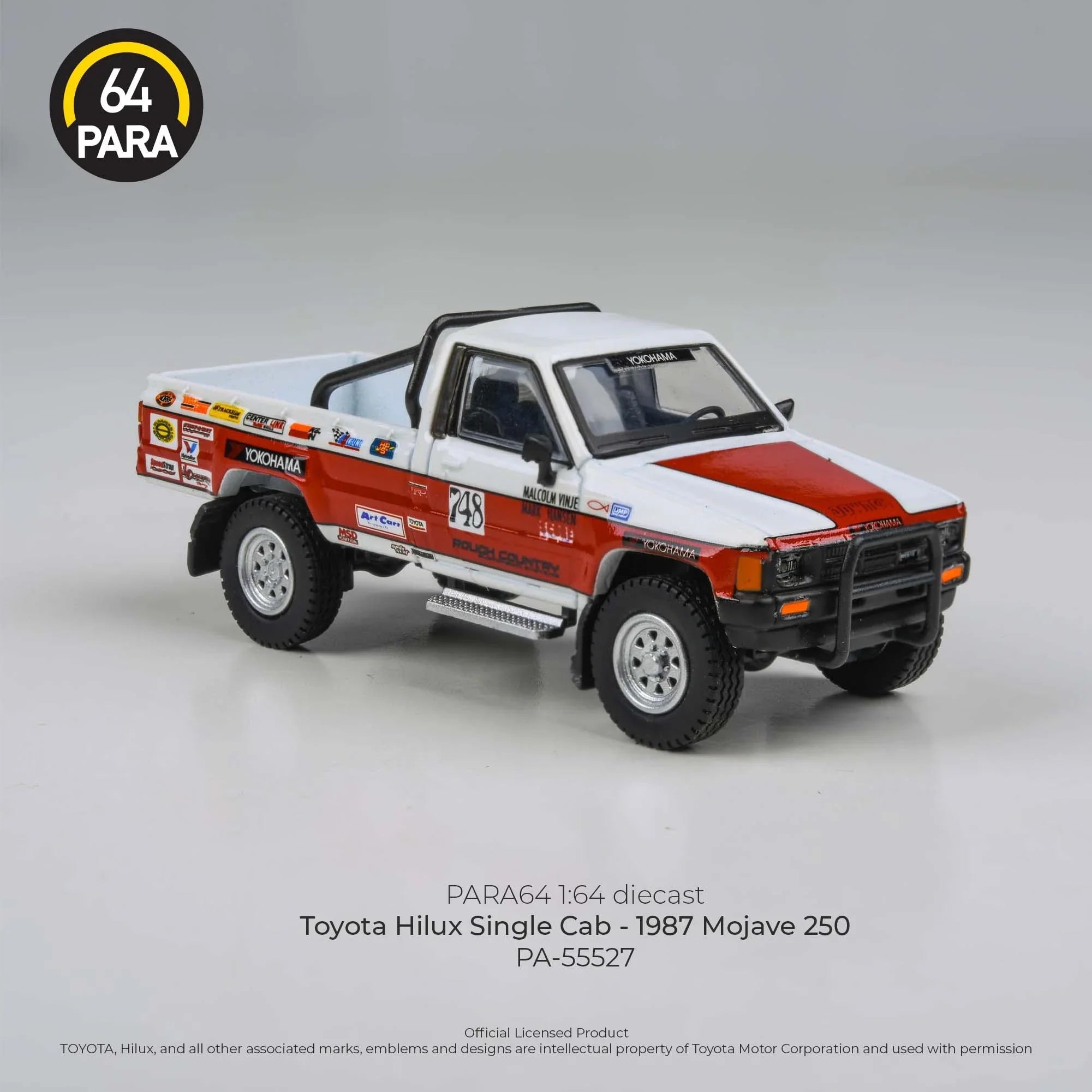 Premium scale diecast model car – Toyota Hilux Single Cab Mojave 250 1987, 1:64 Scale (Multicolor) Collectible