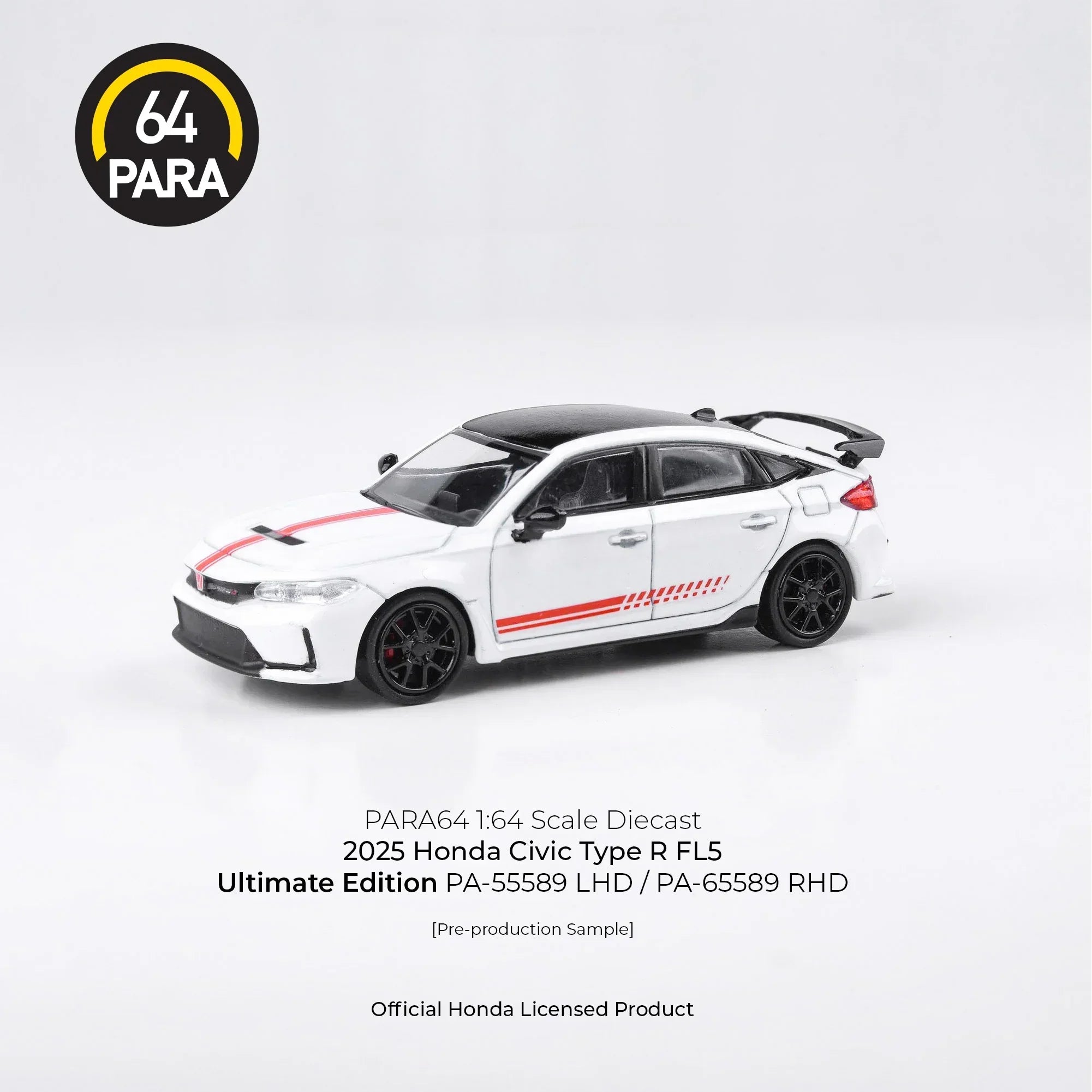 Premium scale diecast model car – Honda Civic Type R FL5 Ultimate Edition 2025, 1:64 Scale (White) Collectible