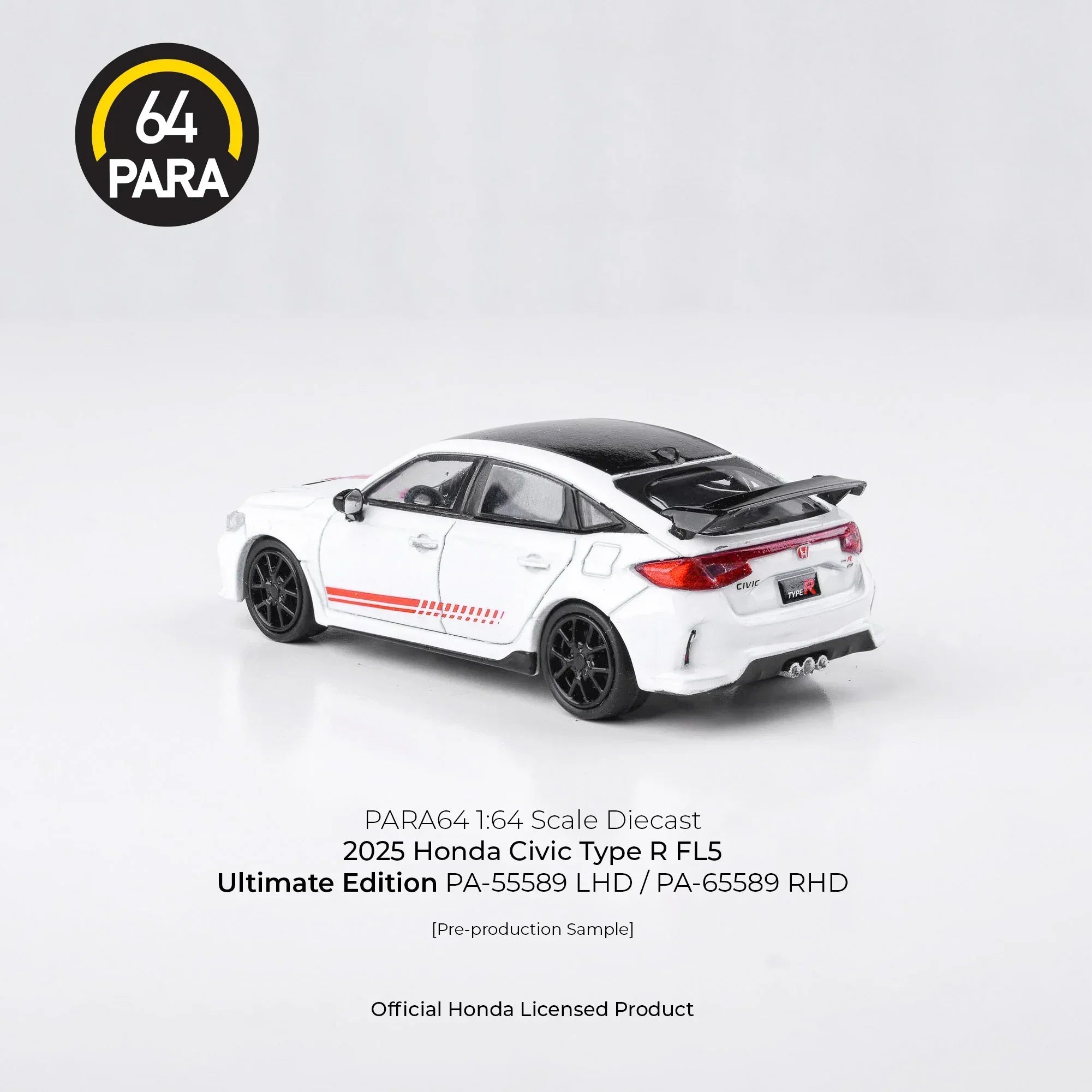 Premium scale diecast model car – Honda Civic Type R FL5 Ultimate Edition 2025, 1:64 Scale (White) Collectible