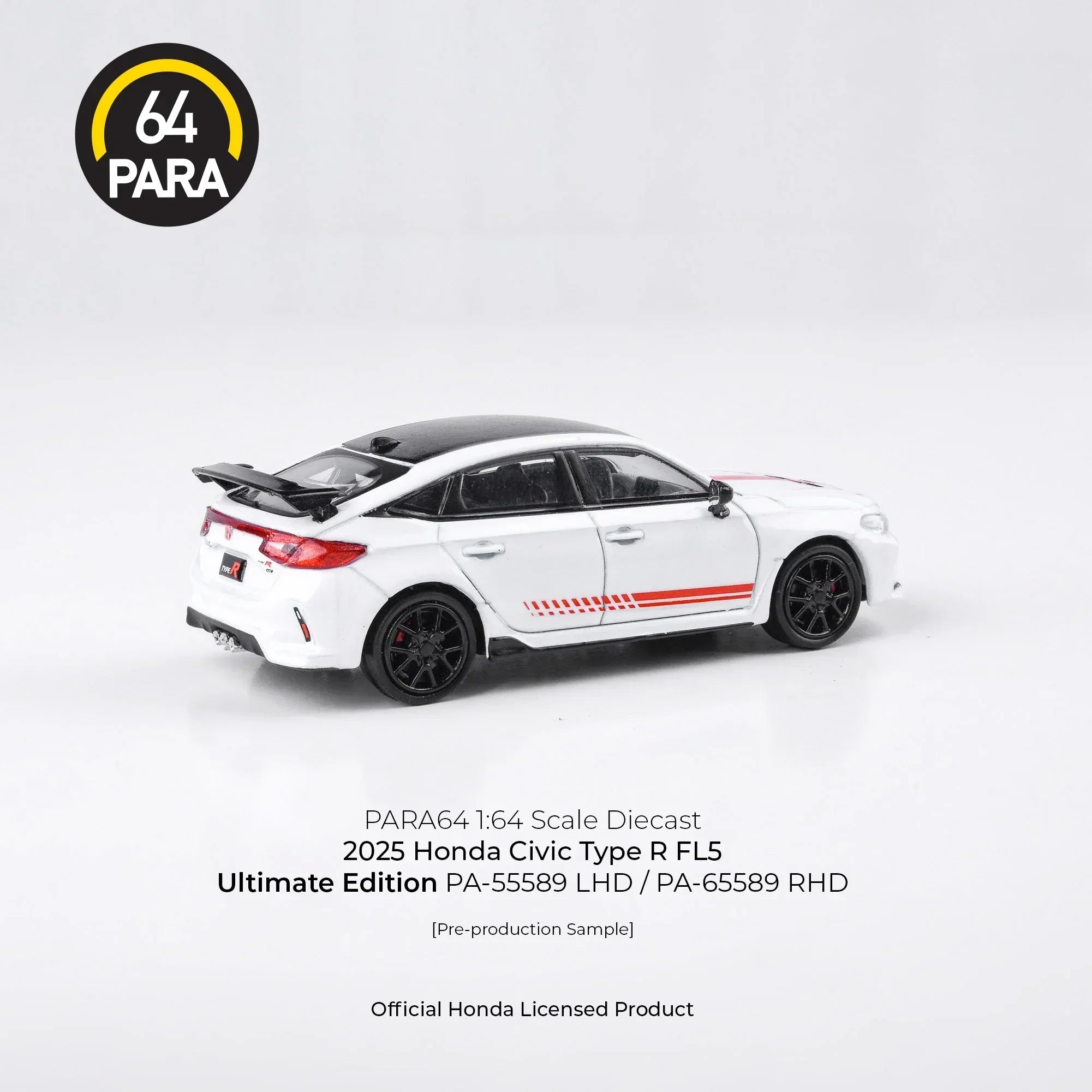 Premium scale diecast model car – Honda Civic Type R FL5 Ultimate Edition 2025, 1:64 Scale (White) Collectible
