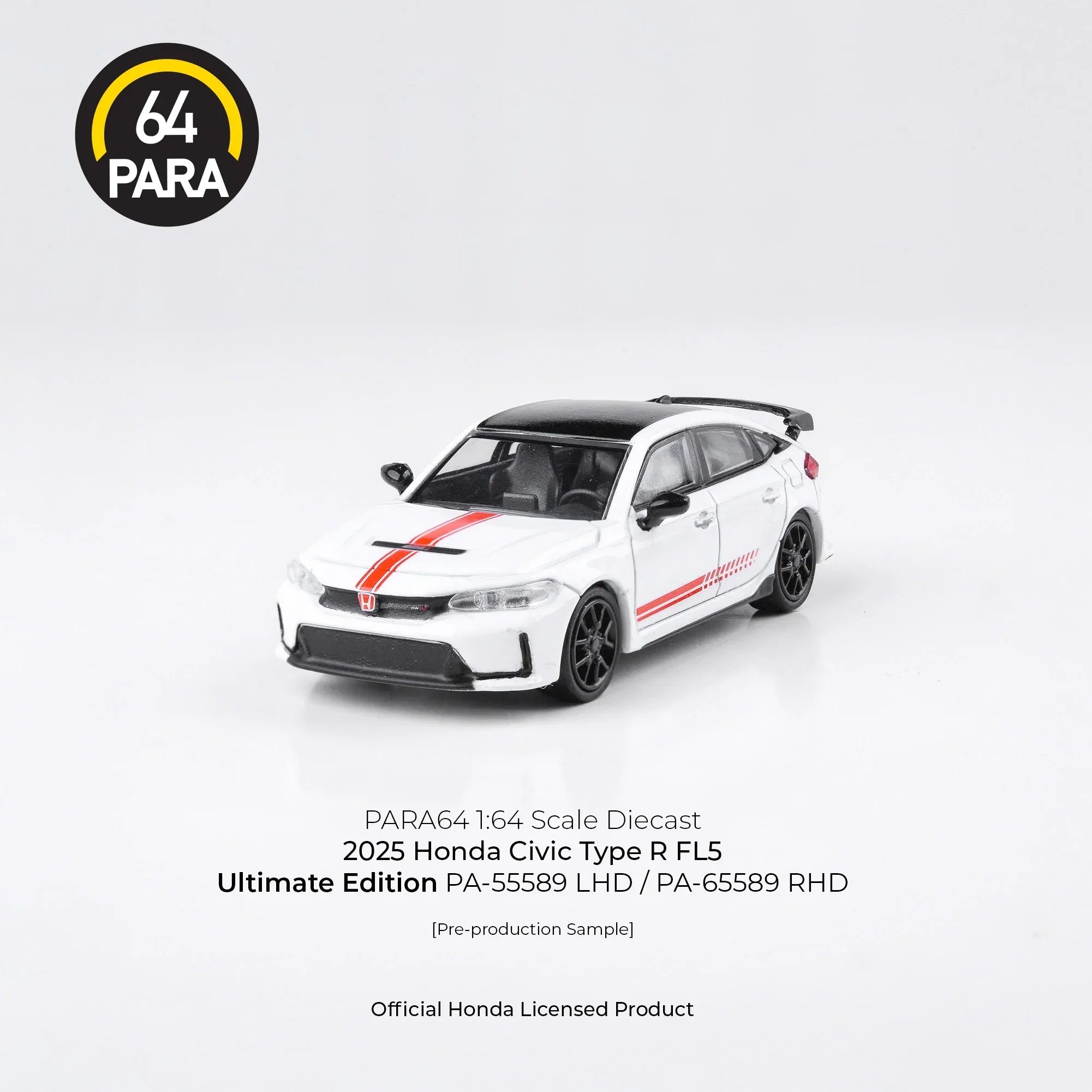 Premium scale diecast model car – Honda Civic Type R FL5 Ultimate Edition 2025, 1:64 Scale (White) Collectible
