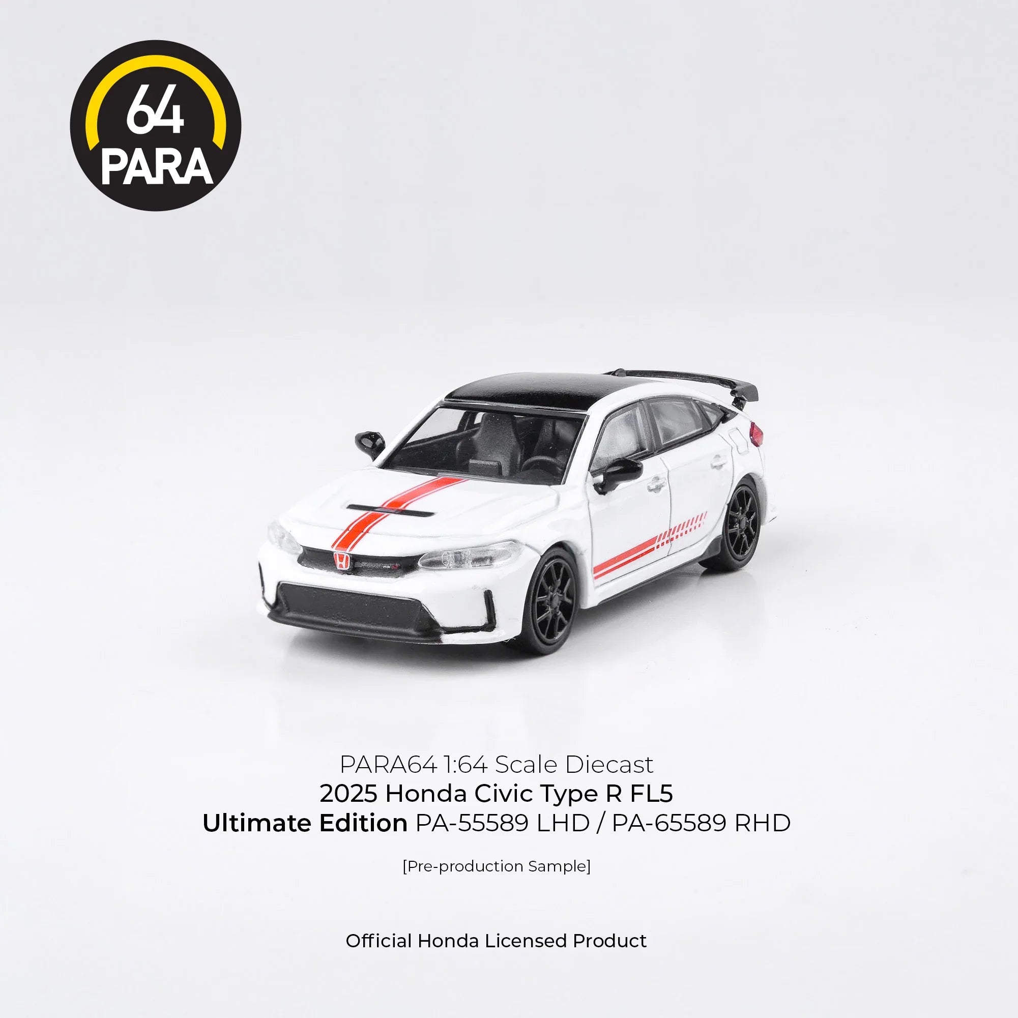 Premium scale diecast model car – Honda Civic Type R FL5 Ultimate Edition 2025, 1:64 Scale (White) Collectible