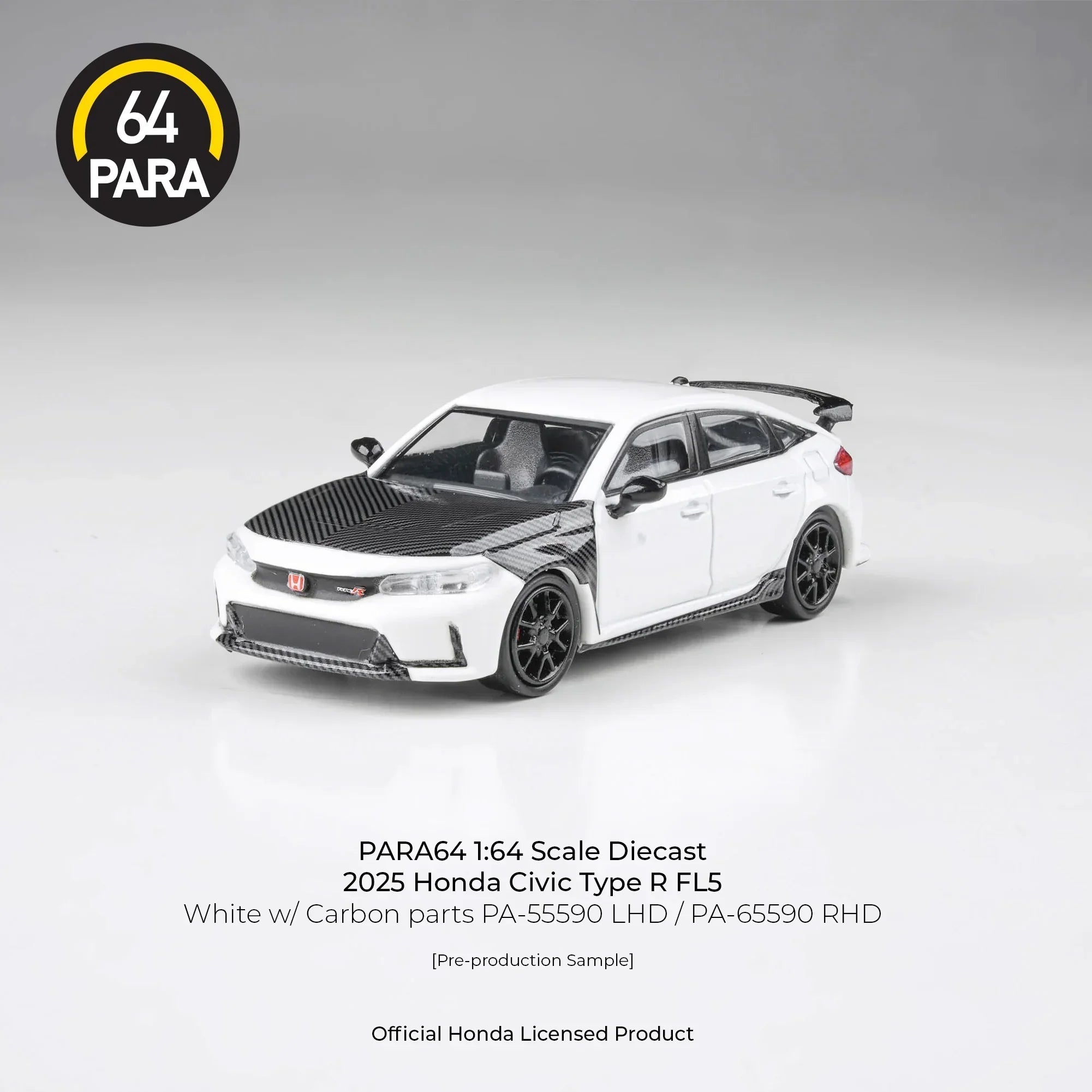Premium scale diecast model car – *PRE-ORDER* Honda Civic Type-R FL5 W/ Carbon Parts '25 , 1:64 Scale (White) Collectible