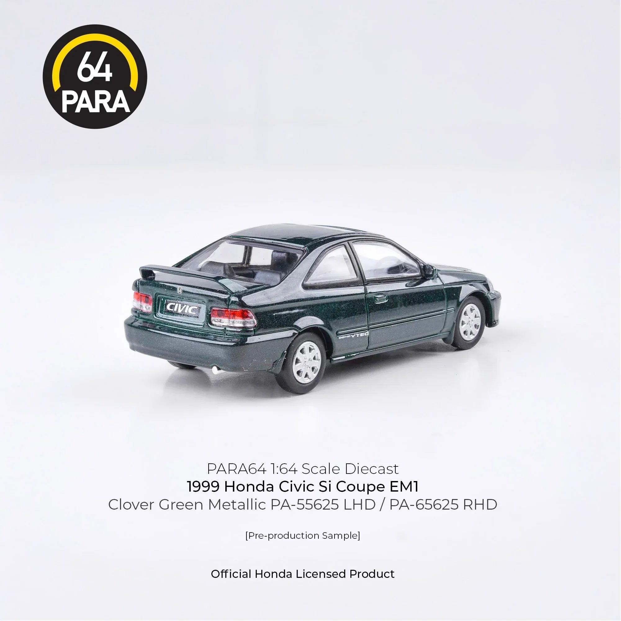 Premium scale diecast model car – Honda Civic Si Coupe EM1 1999, 1:64 Scale (Green) Collectible