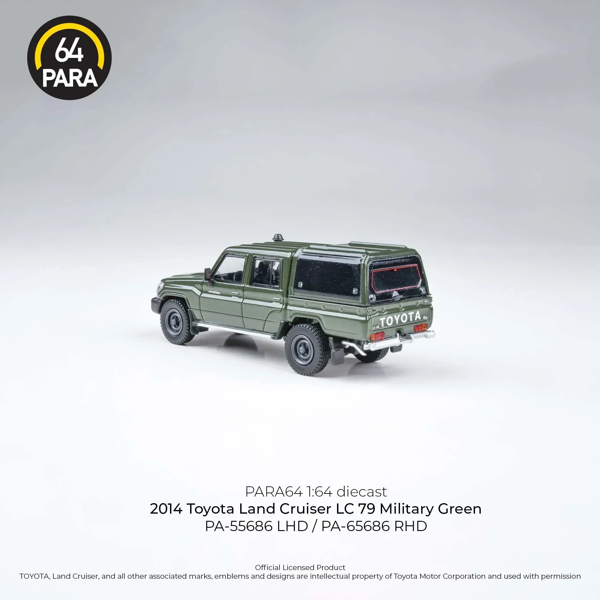 Premium scale diecast model car – Toyota Land Cruiser LC79 2014, 1:64 Scale (Green) Collectible