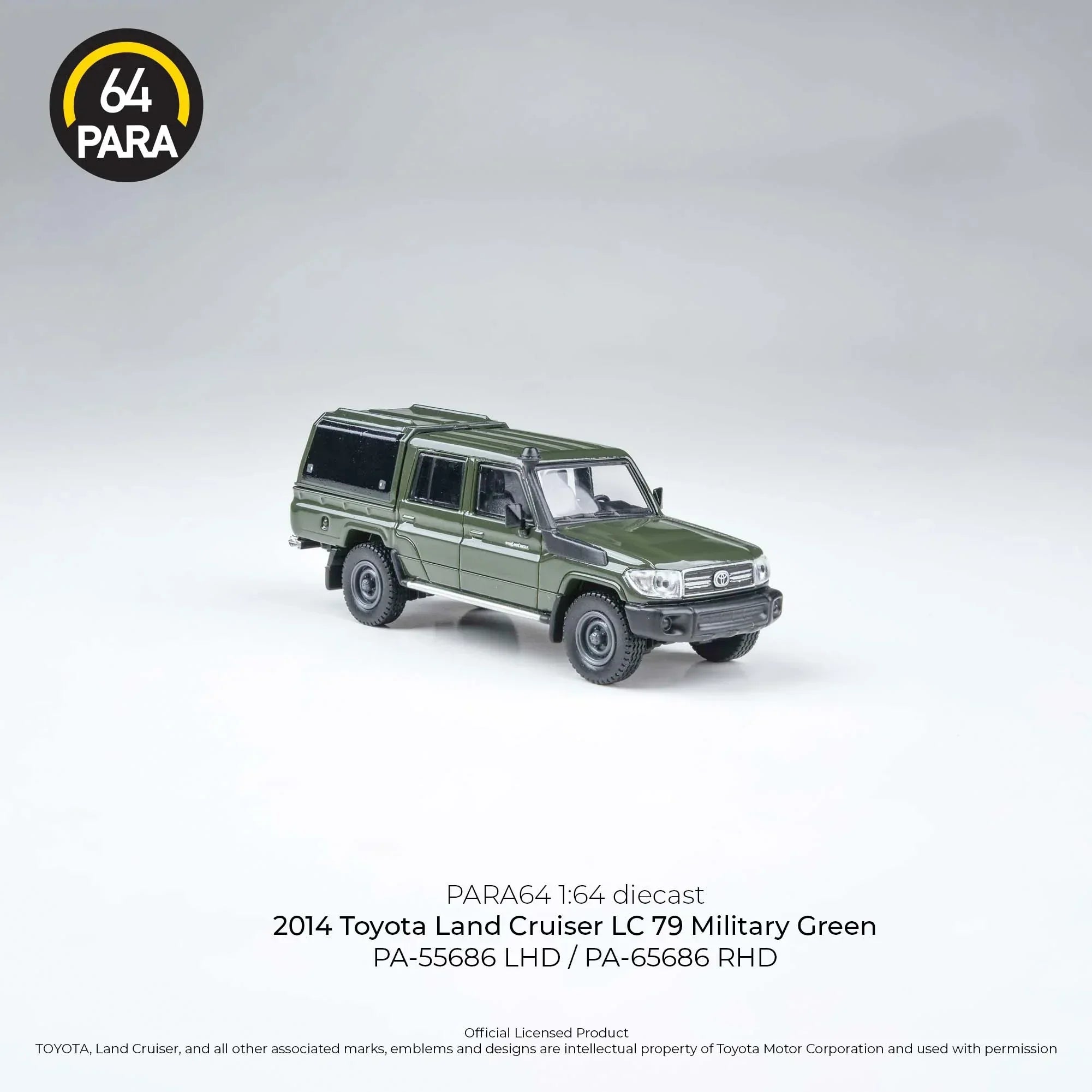 Premium scale diecast model car – Toyota Land Cruiser LC79 2014, 1:64 Scale (Green) Collectible