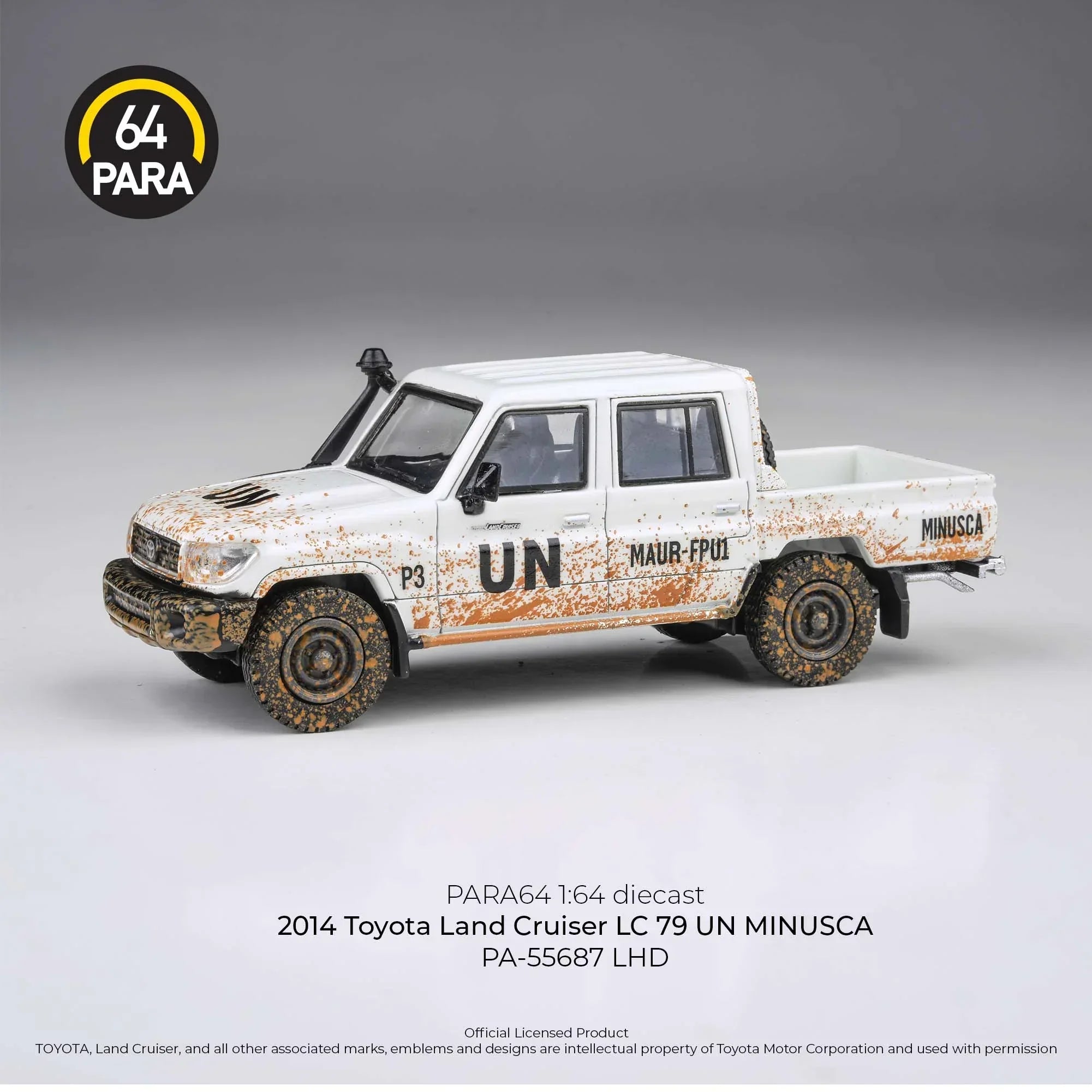 Premium scale diecast model car – Toyota Land Cruiser LC 79 Un Minusca 2014, 1:64 Scale (White) Collectible