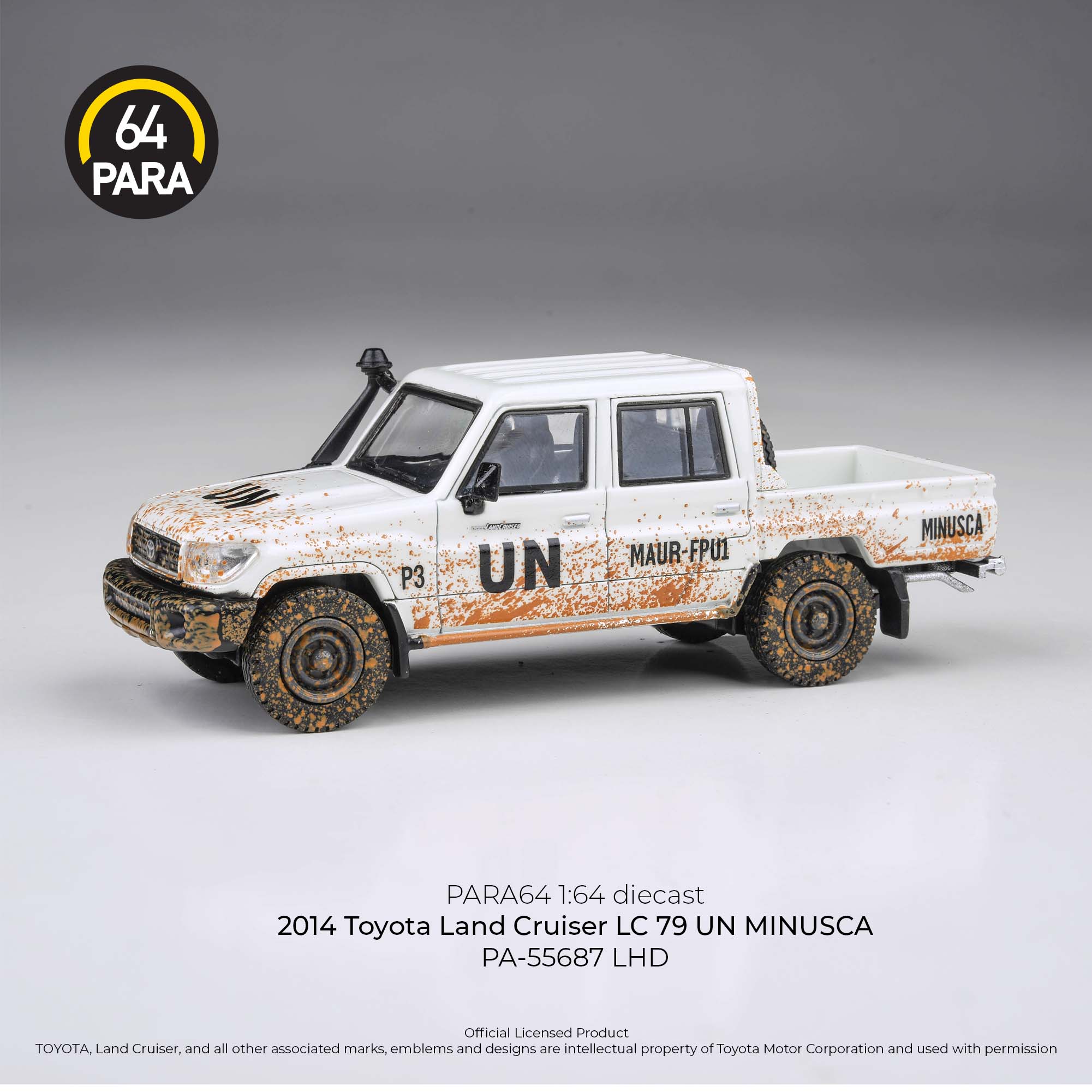 Premium scale diecast model car – Toyota Land Cruiser LC 79 Un Minusca 2014, 1:64 Scale (White) Collectible